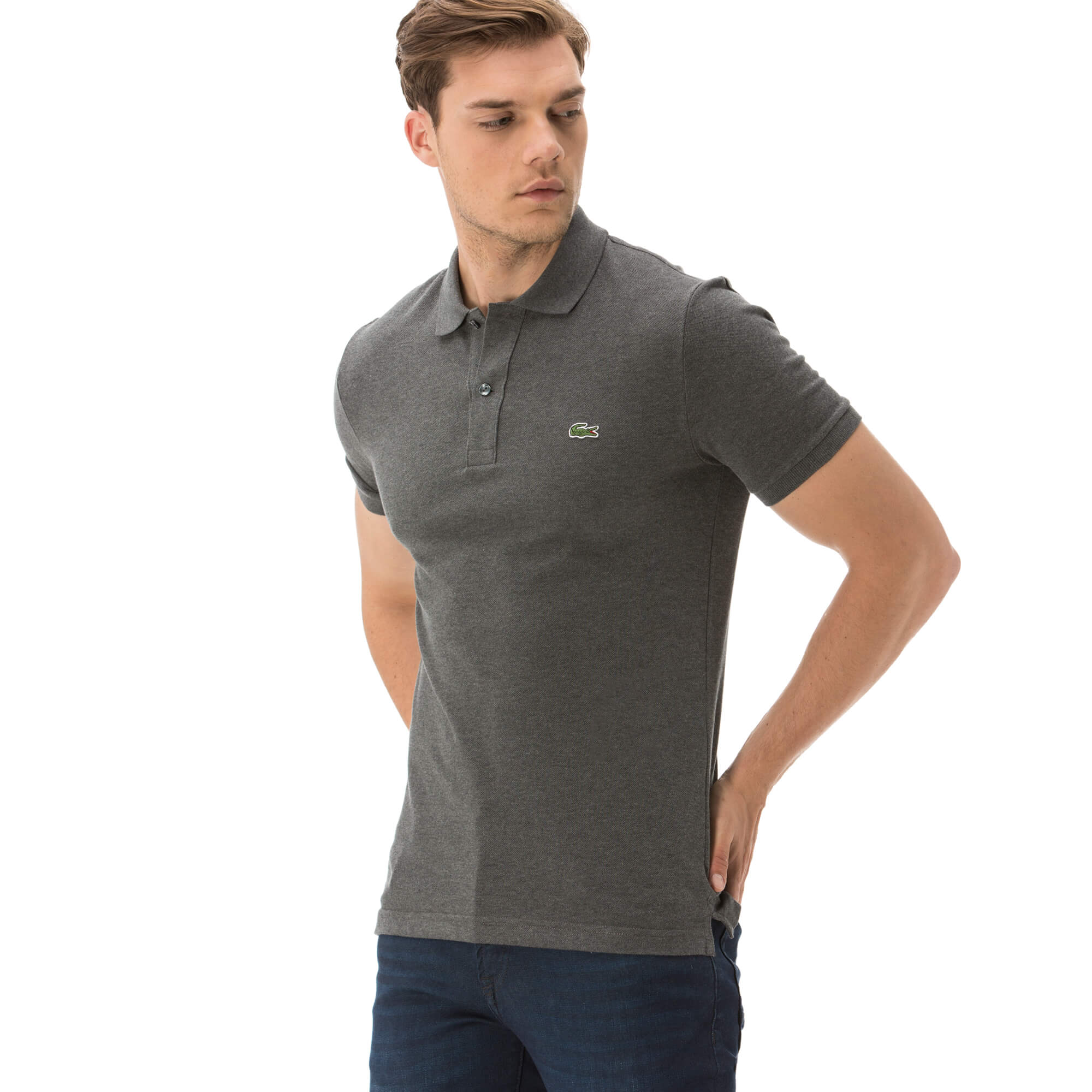 Lacoste Erkek Gri Slım Fit Kısa Kollu Polo