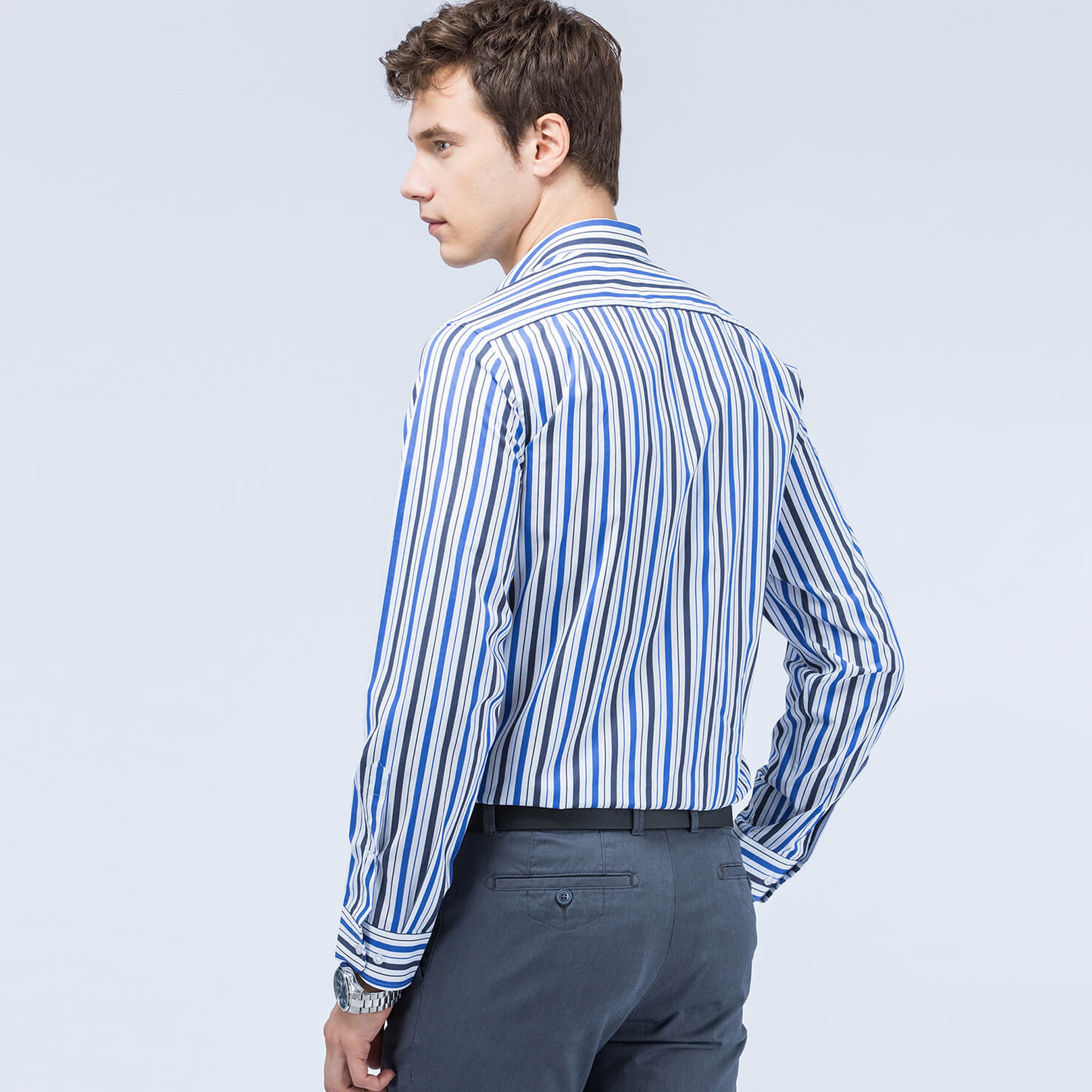 Lacoste Erkek Lacivert Çizgili Gömlek