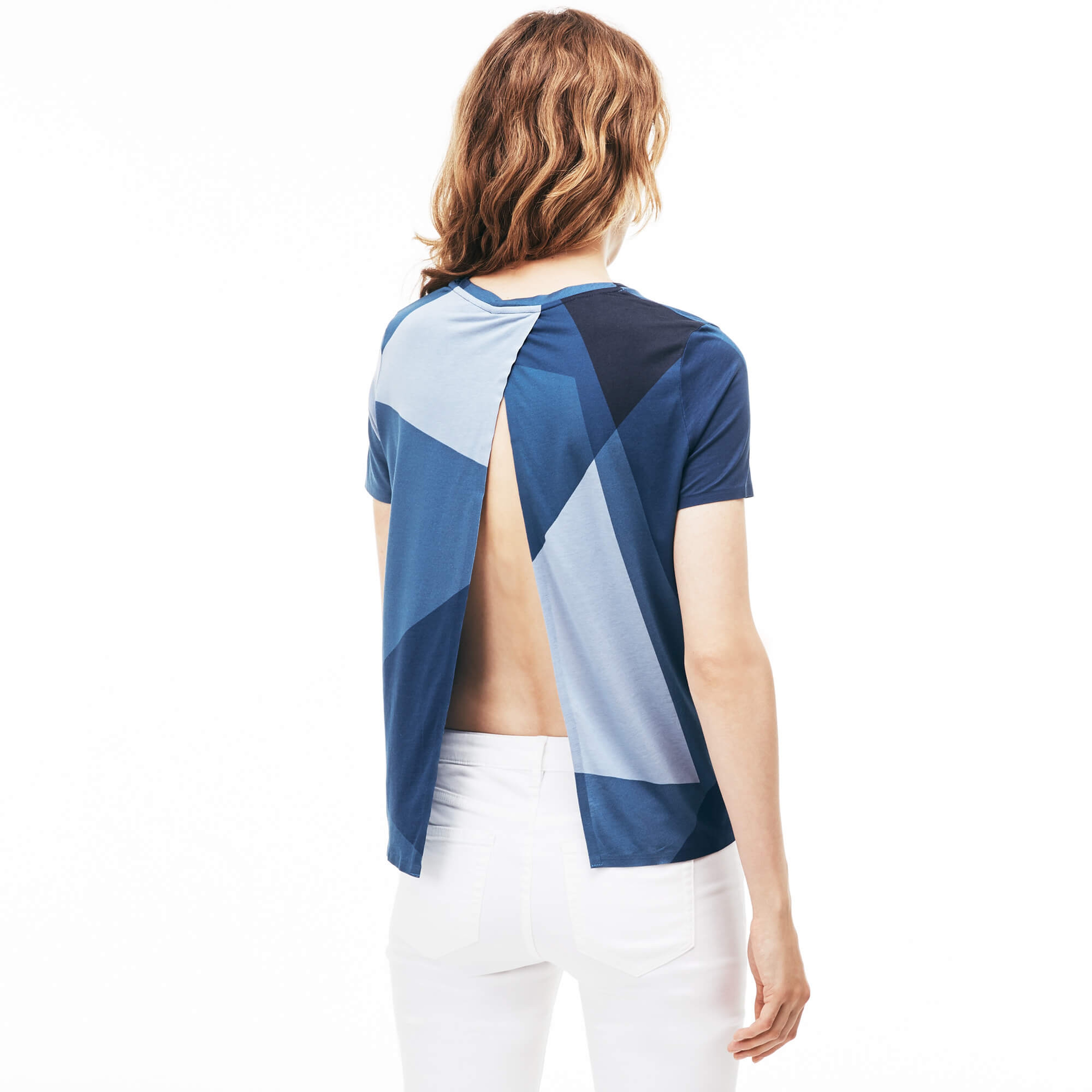 Lacoste Kadın Mavi Arkası Açık T-Shirt