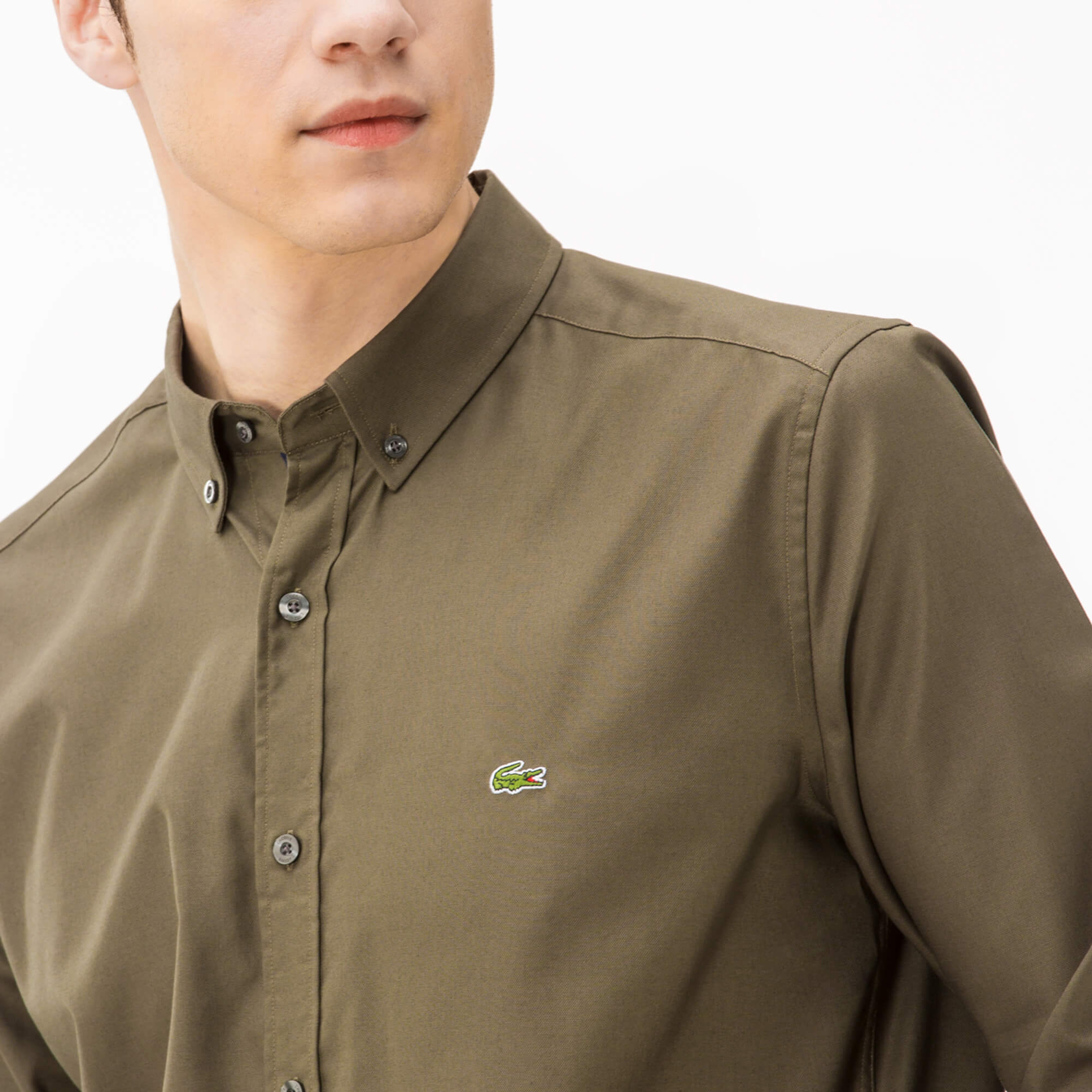 Lacoste Erkek Yeşil Uzun Kollu Slim Fit Gömlek