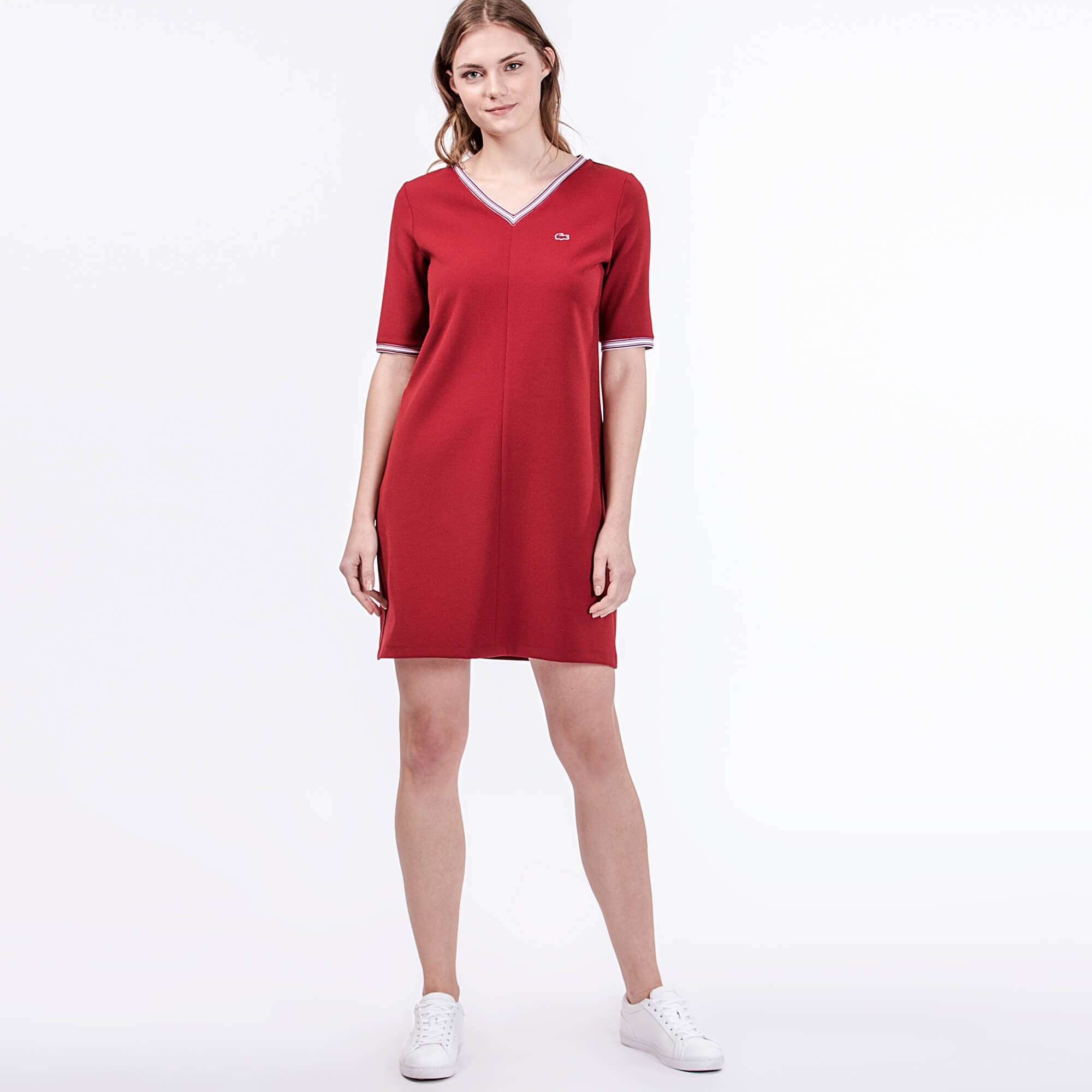 Lacoste Kadın Regular Fit Bordo Elbise