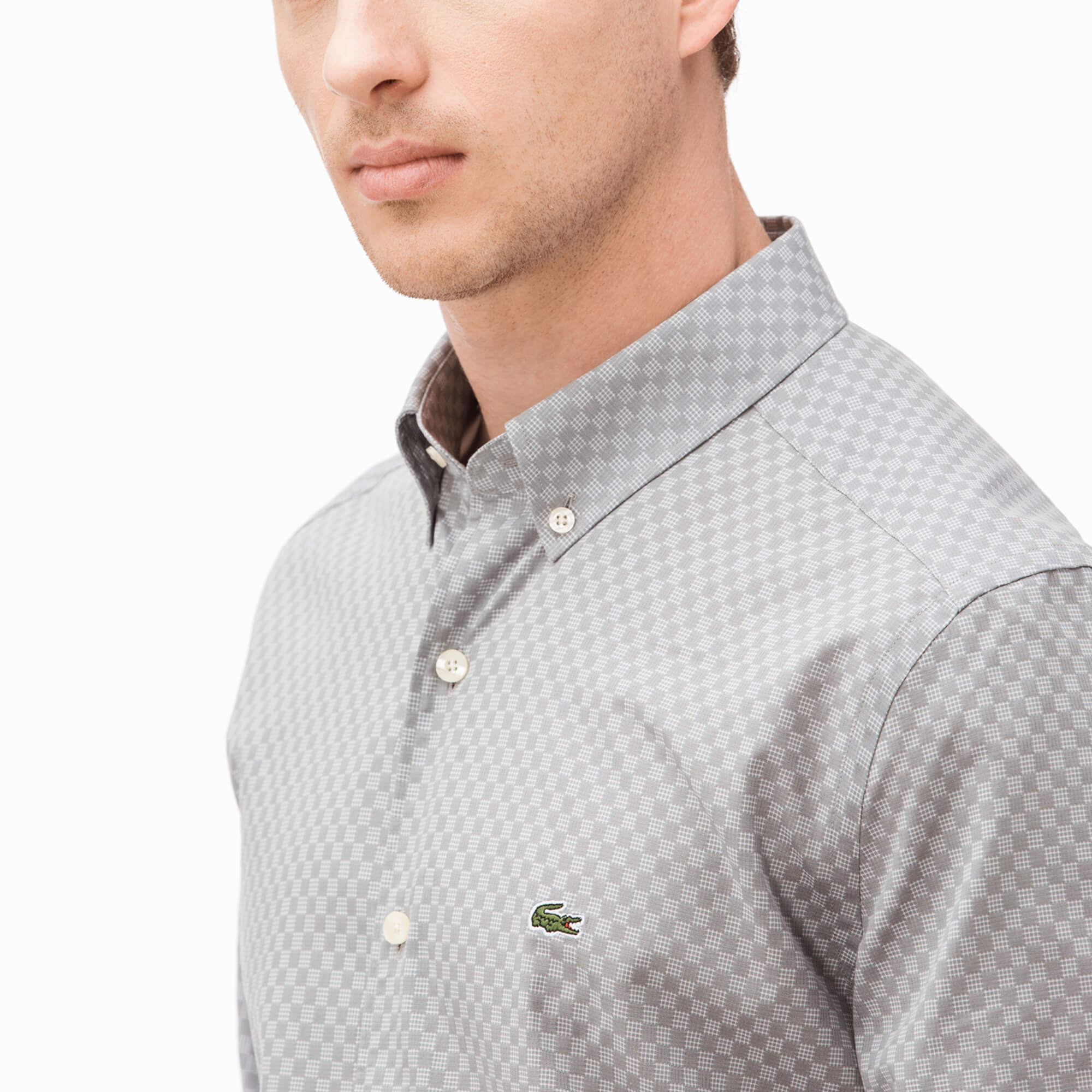 Lacoste Erkek Gri Slim Fit Uzun Kollu Gömlek