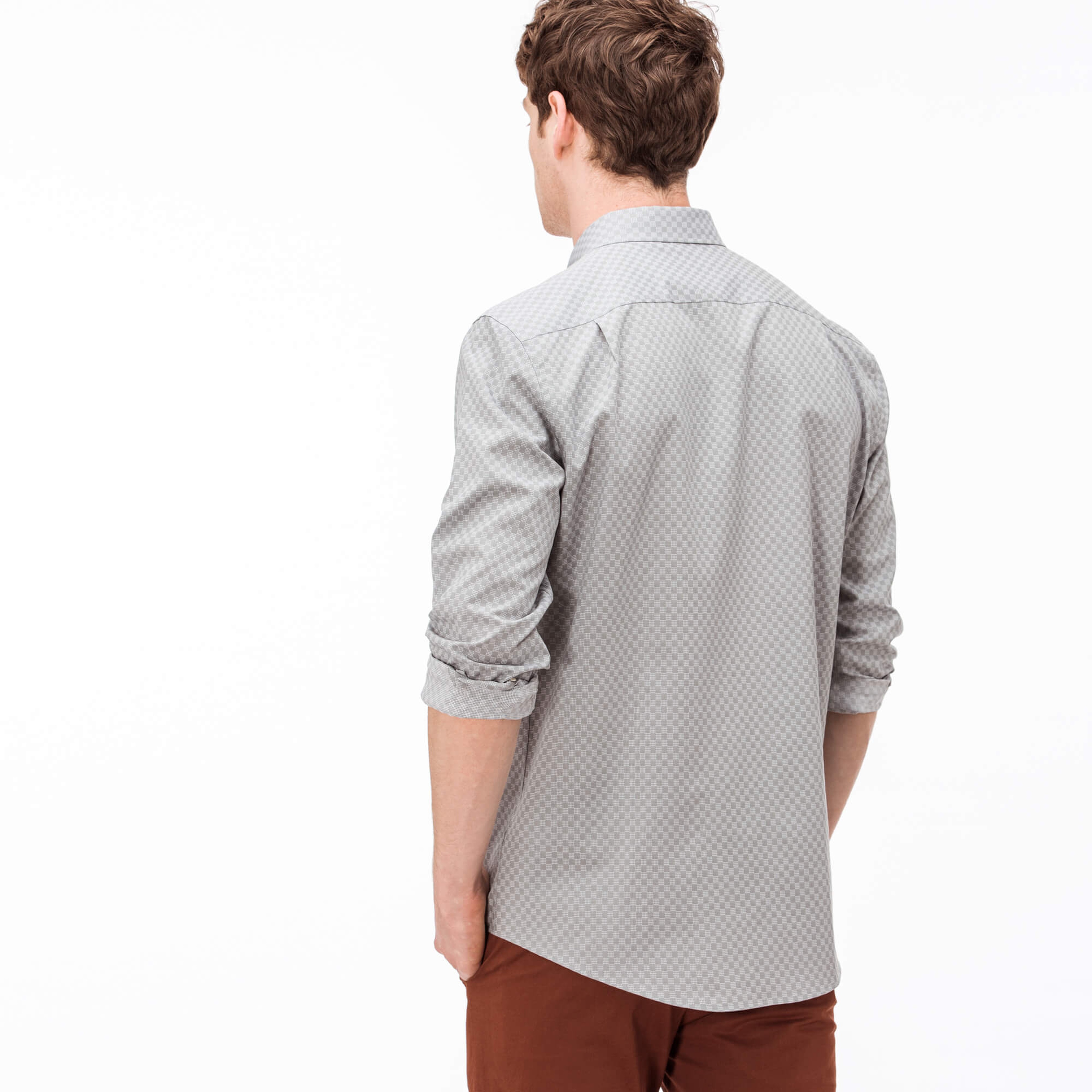 Lacoste Erkek Gri Slim Fit Uzun Kollu Gömlek