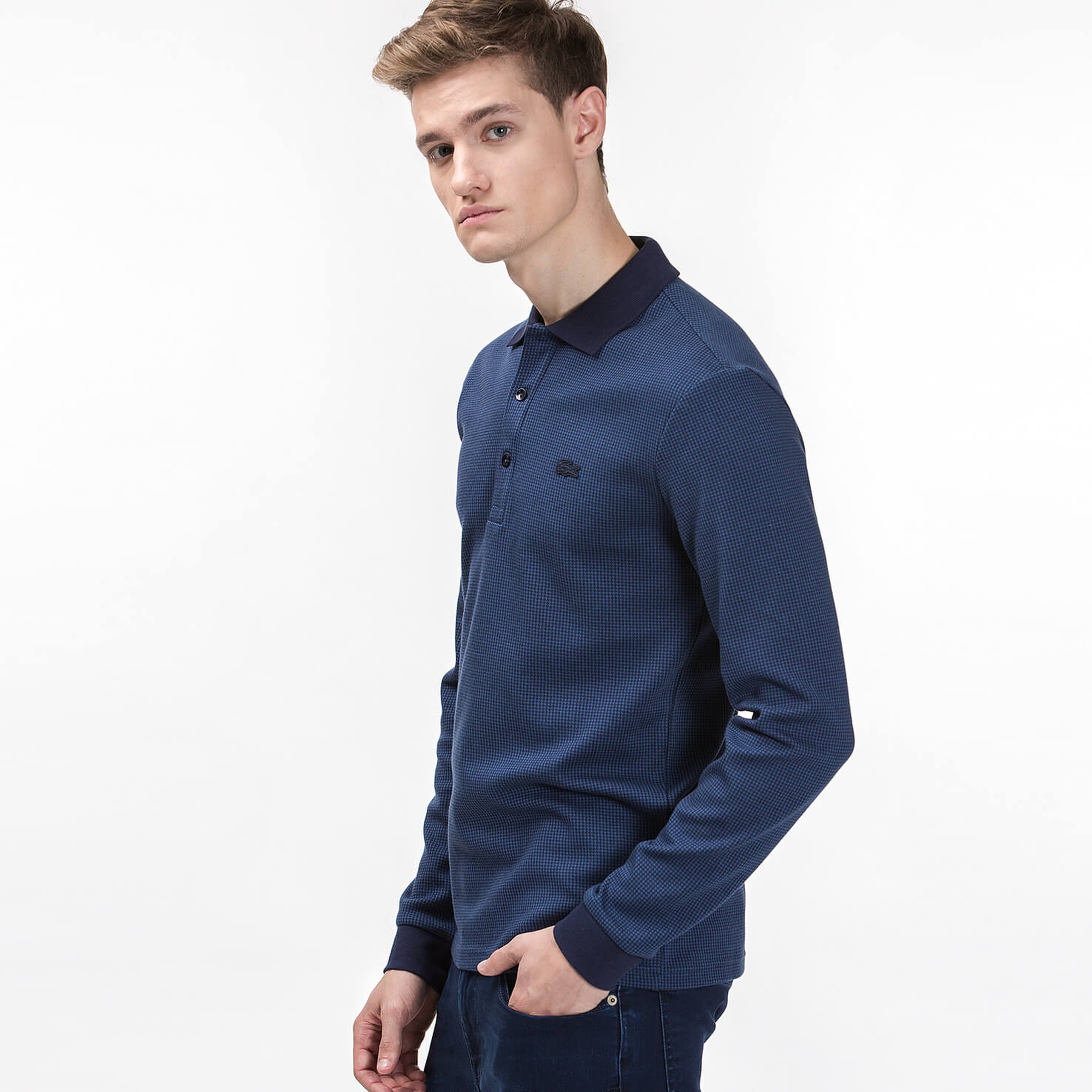 Lacoste Erkek Lacivert Slim Fit Uzun Kollu Polo