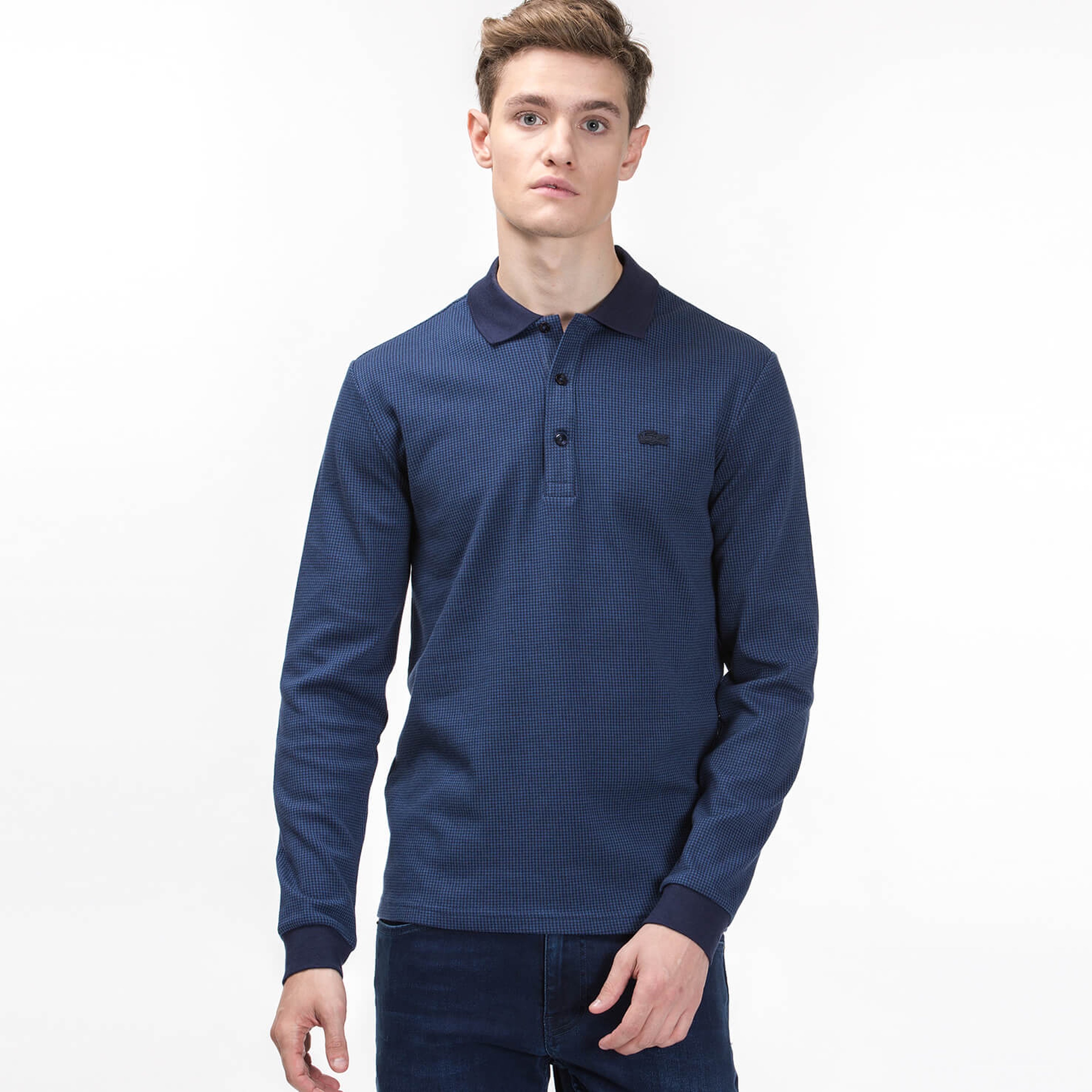Lacoste Erkek Lacivert Slim Fit Uzun Kollu Polo