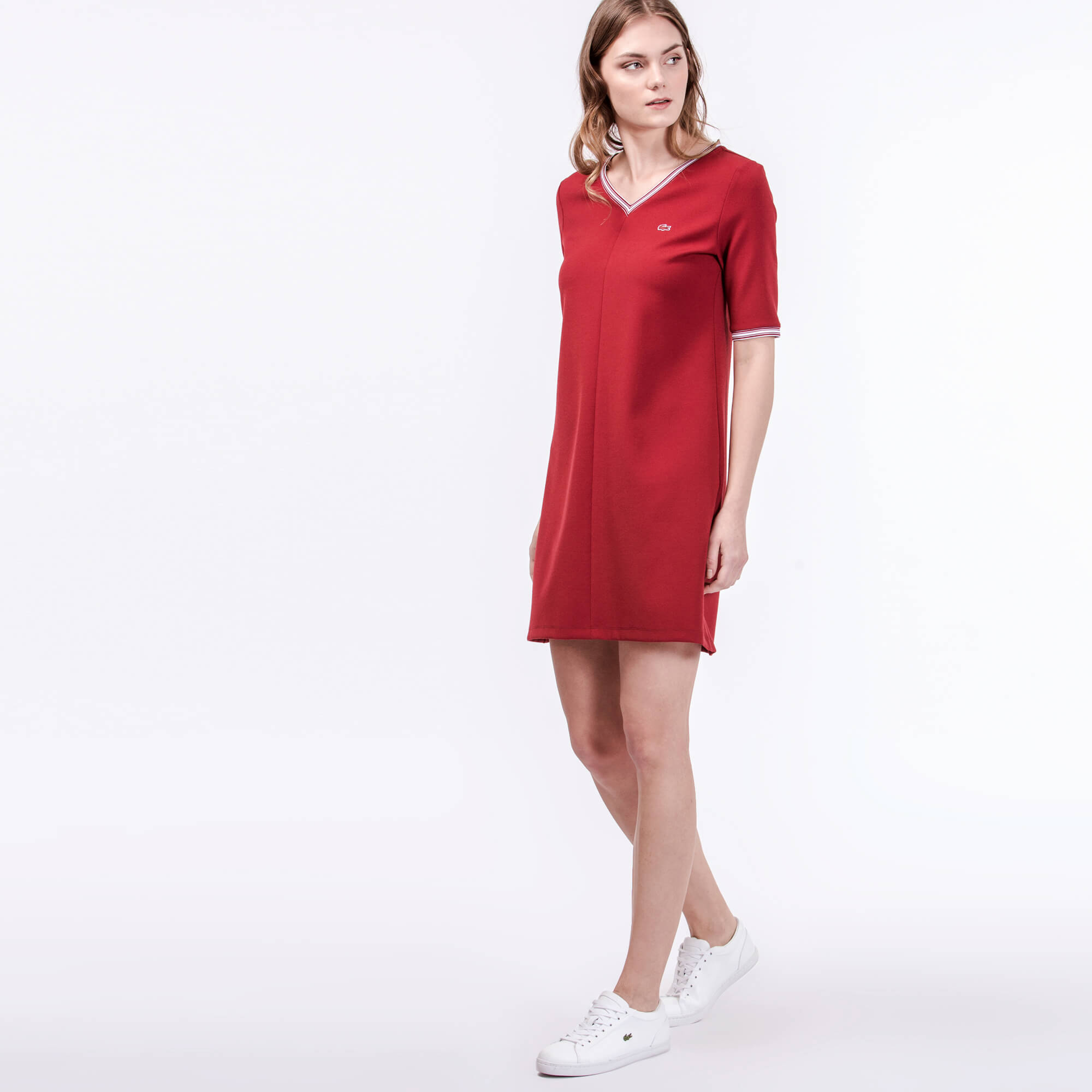 Lacoste Kadın Regular Fit Bordo Elbise