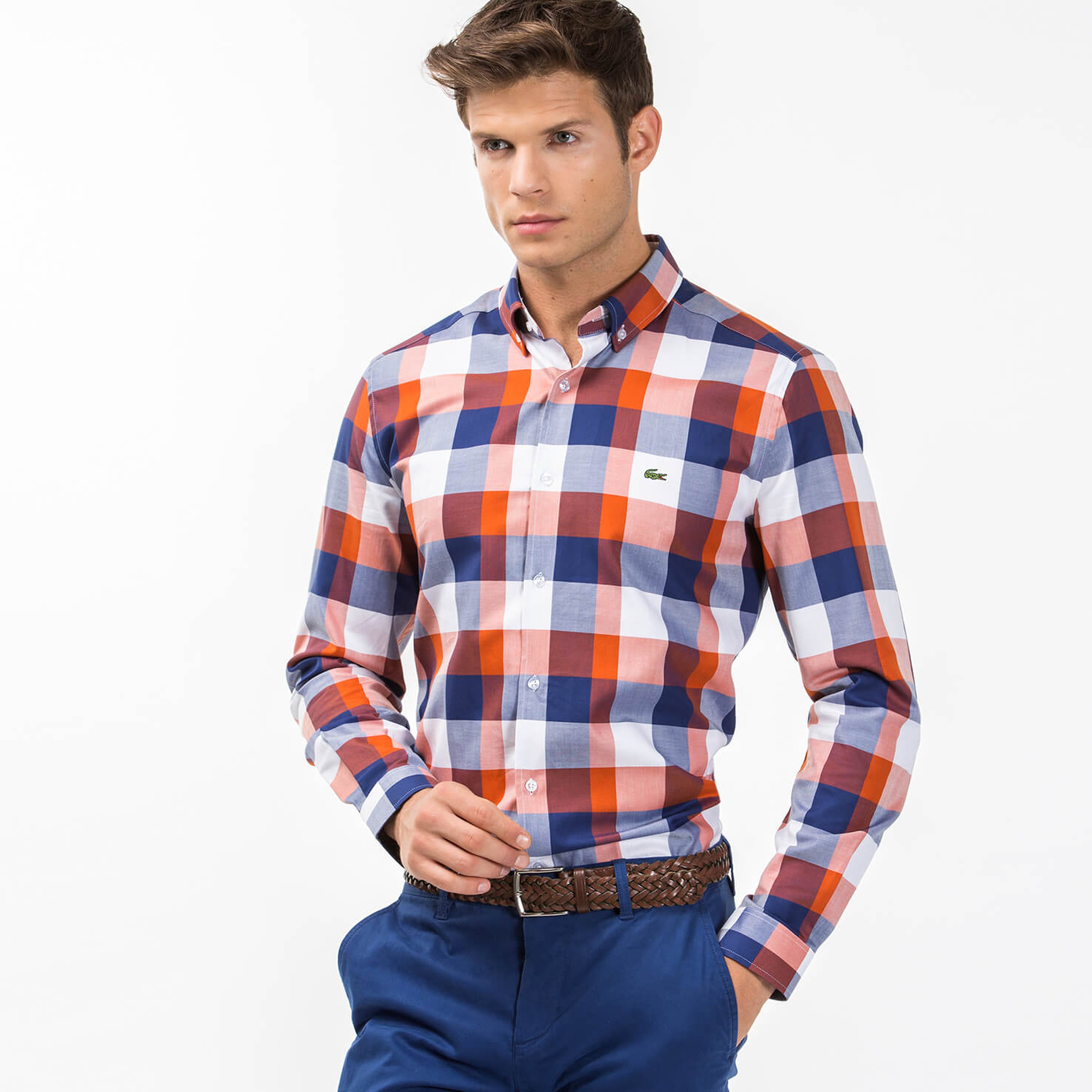 Lacoste Erkek Lacivert Slim Fit Uzun Kollu Gömlek