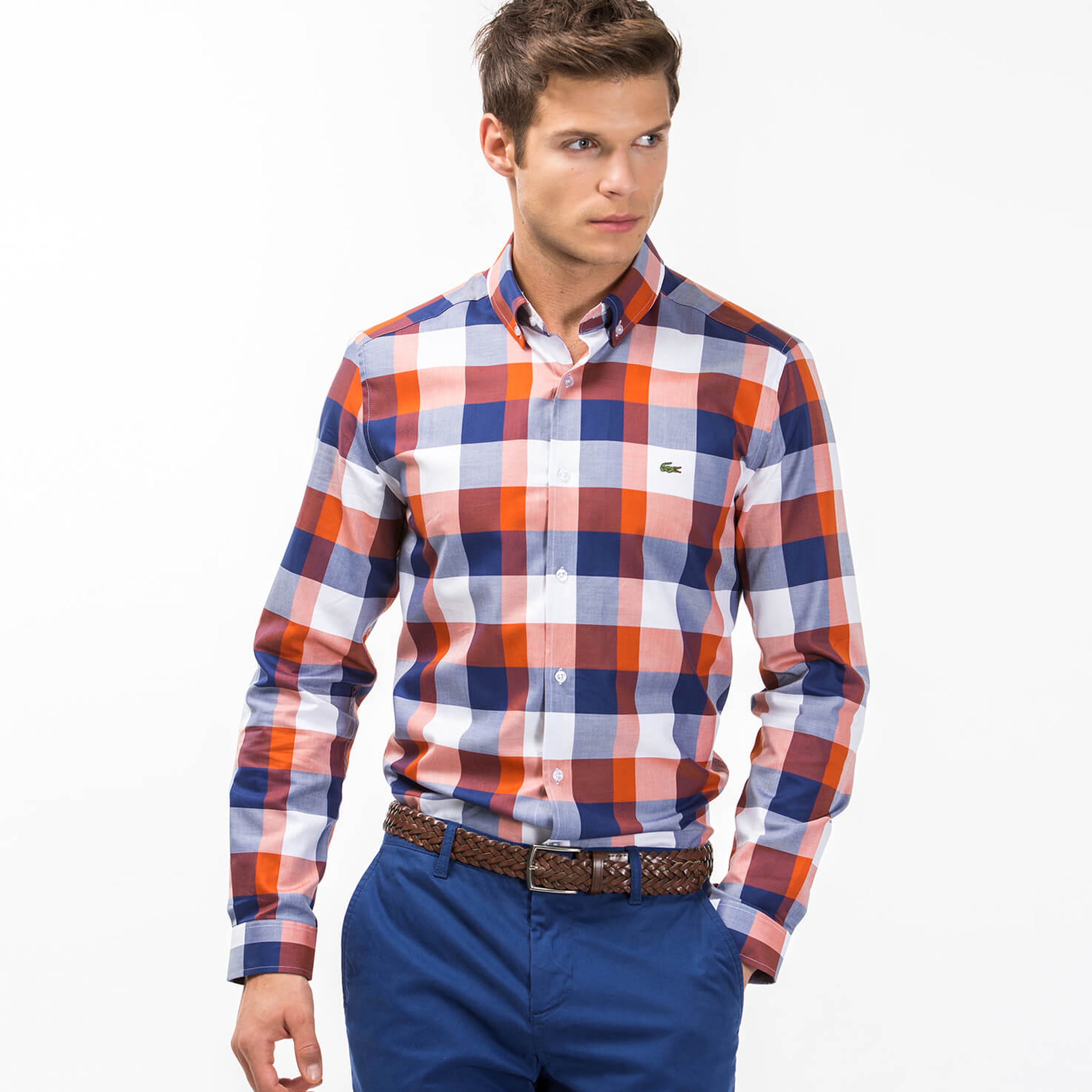 Lacoste Erkek Lacivert Slim Fit Uzun Kollu Gömlek