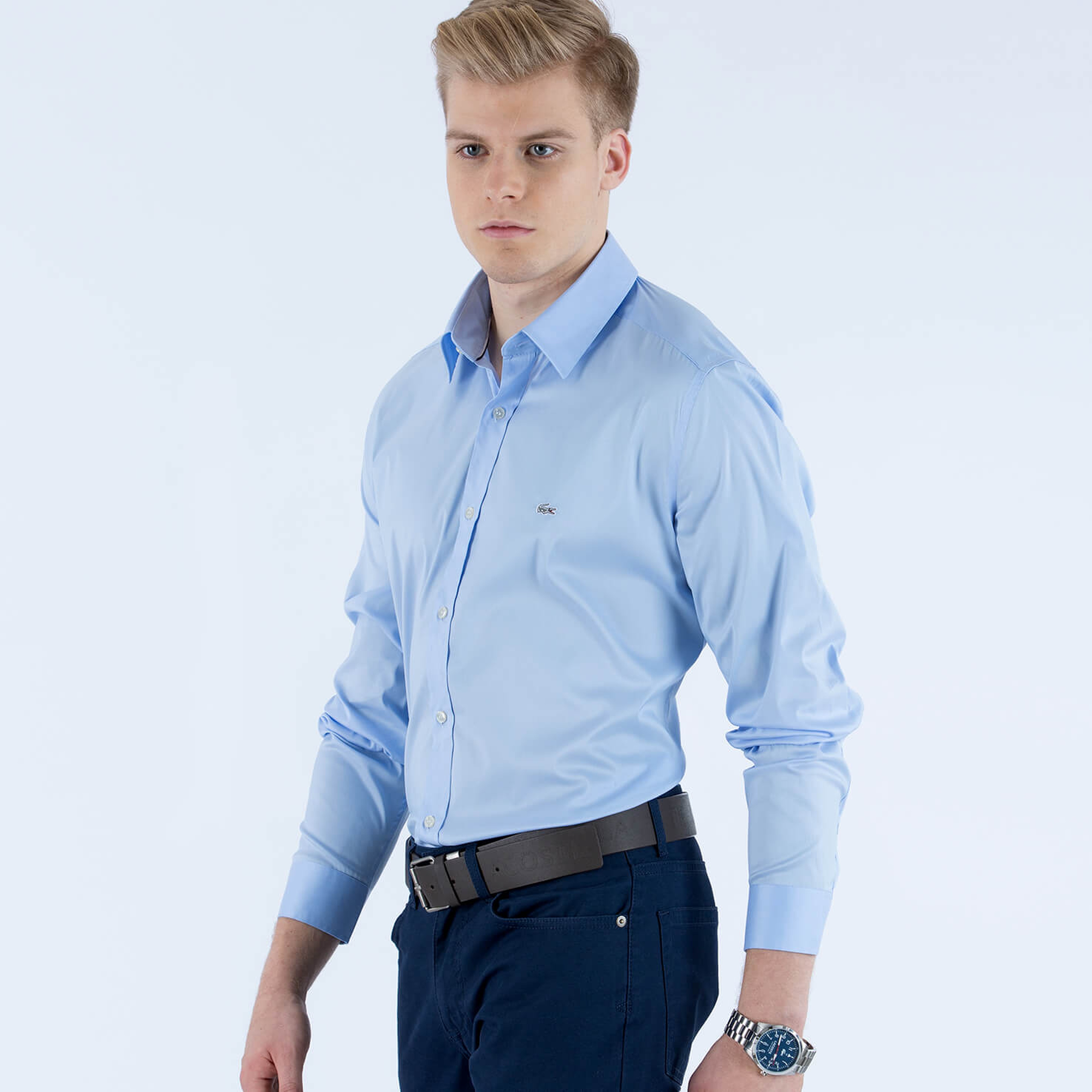 Lacoste Erkek Mavi Regular Fit Uzun Kollu Gömlek