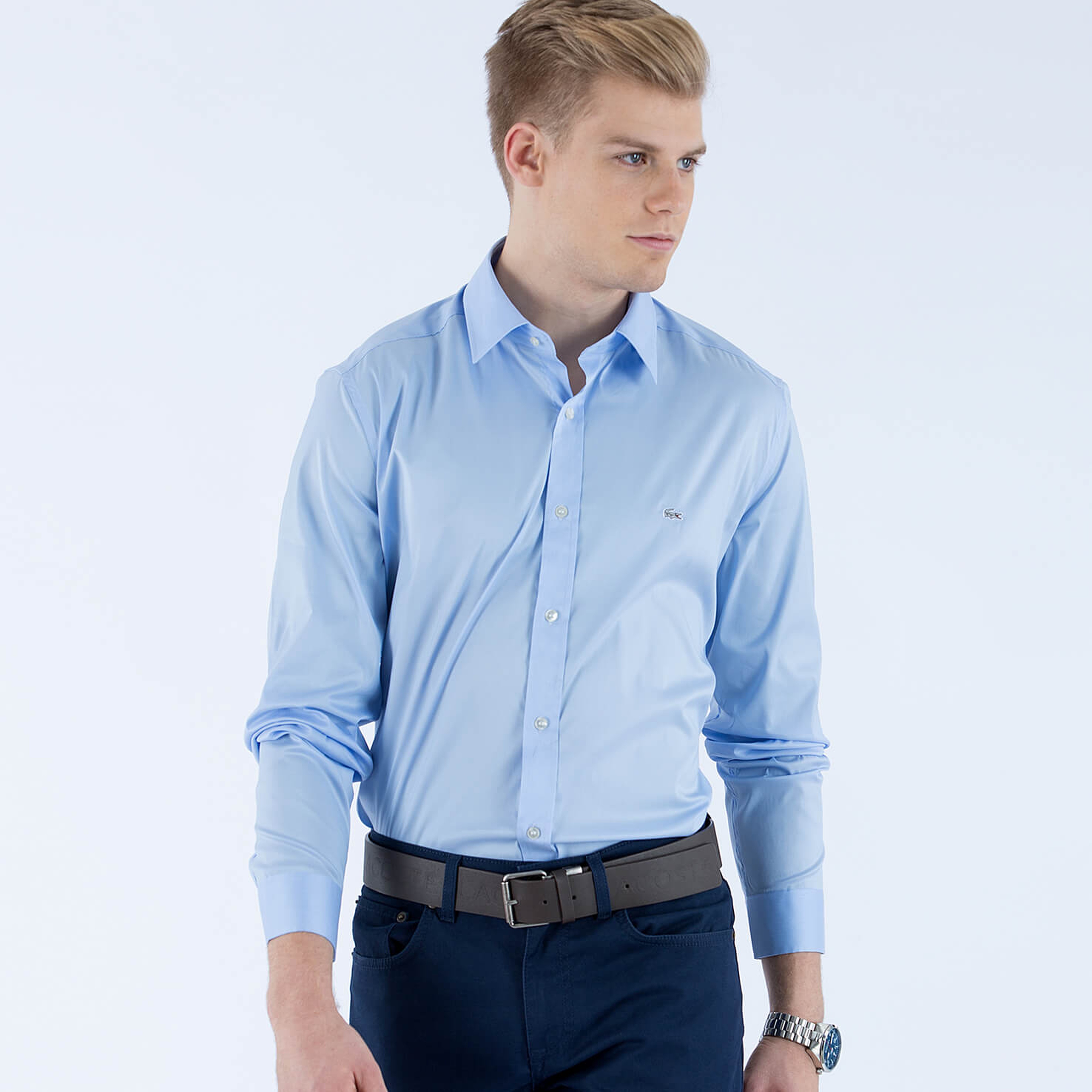 Lacoste Erkek Mavi Regular Fit Uzun Kollu Gömlek