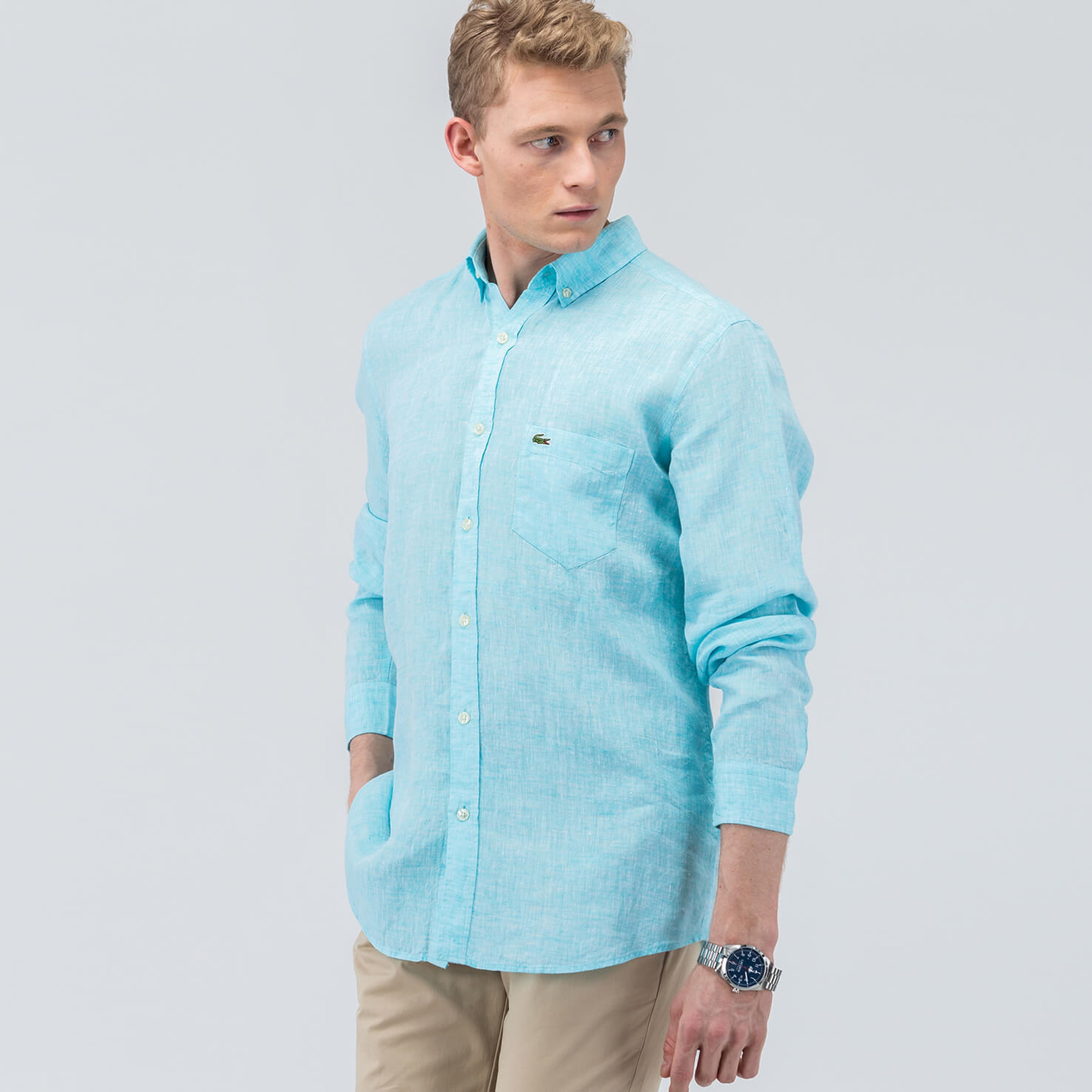 Lacoste Erkek Mavi Regular Gömlek