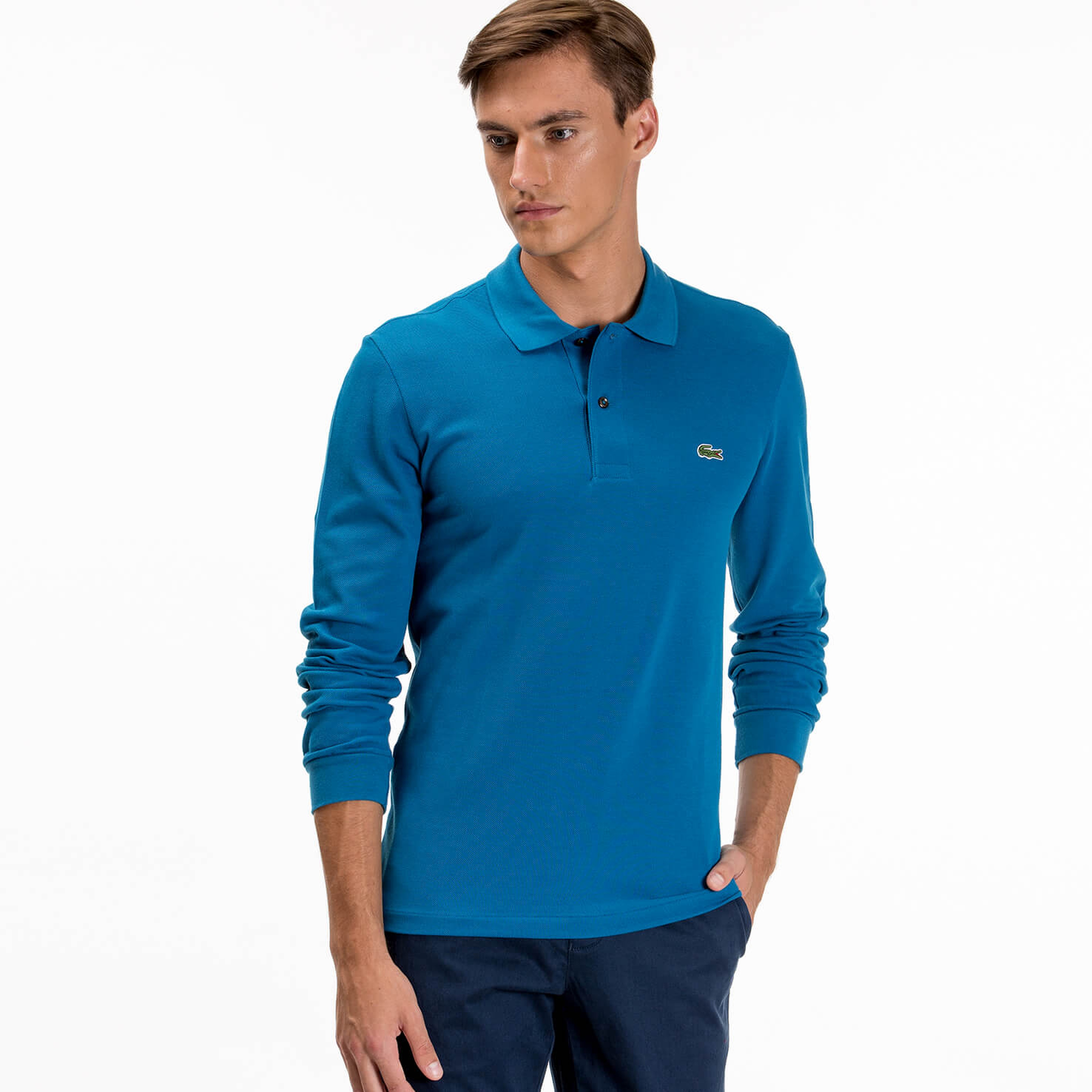 Lacoste Erkek Mavi Regular Fit Uzun Kollu Polo