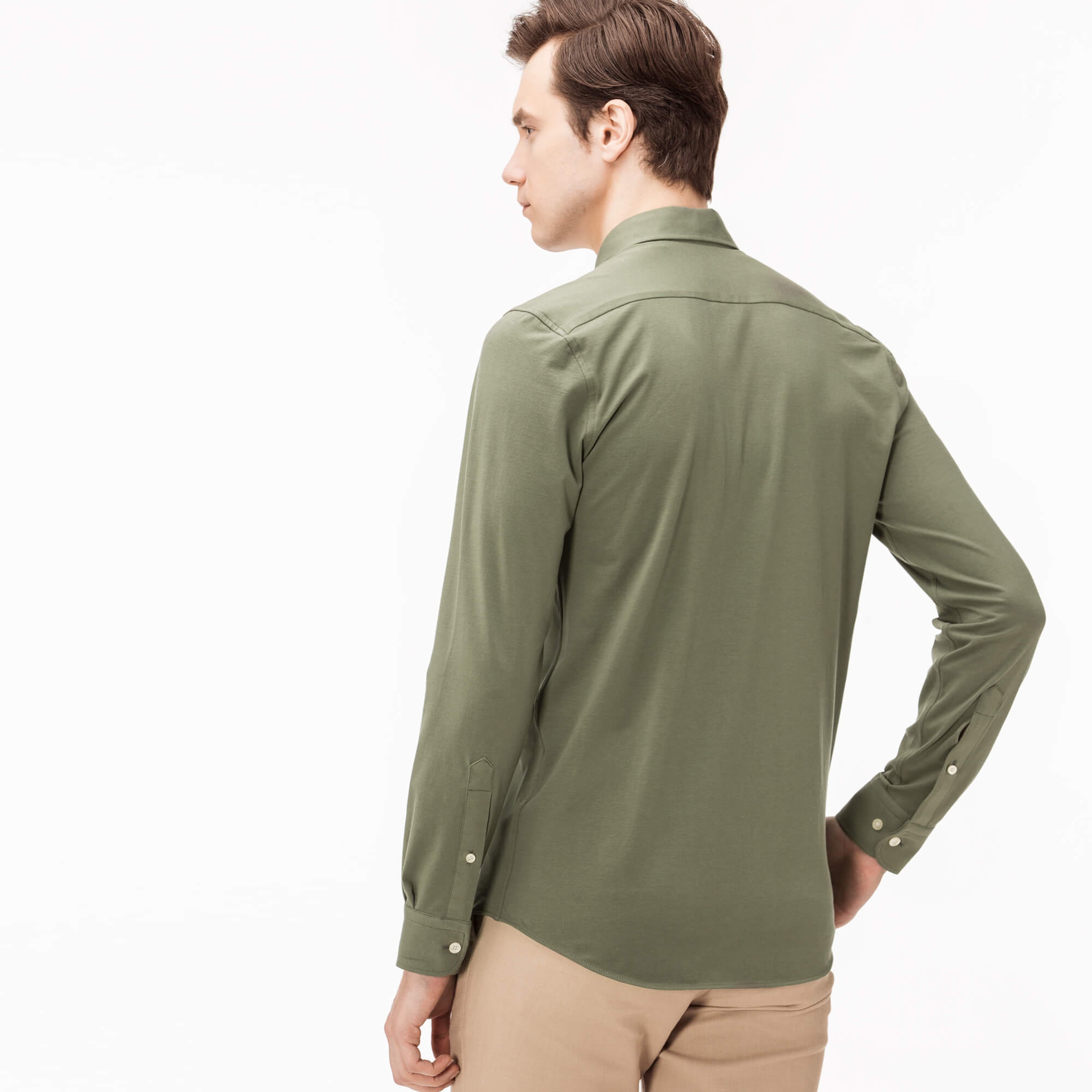 Lacoste Erkek Yeşil Slim Fit Uzun Kollu Gömlek