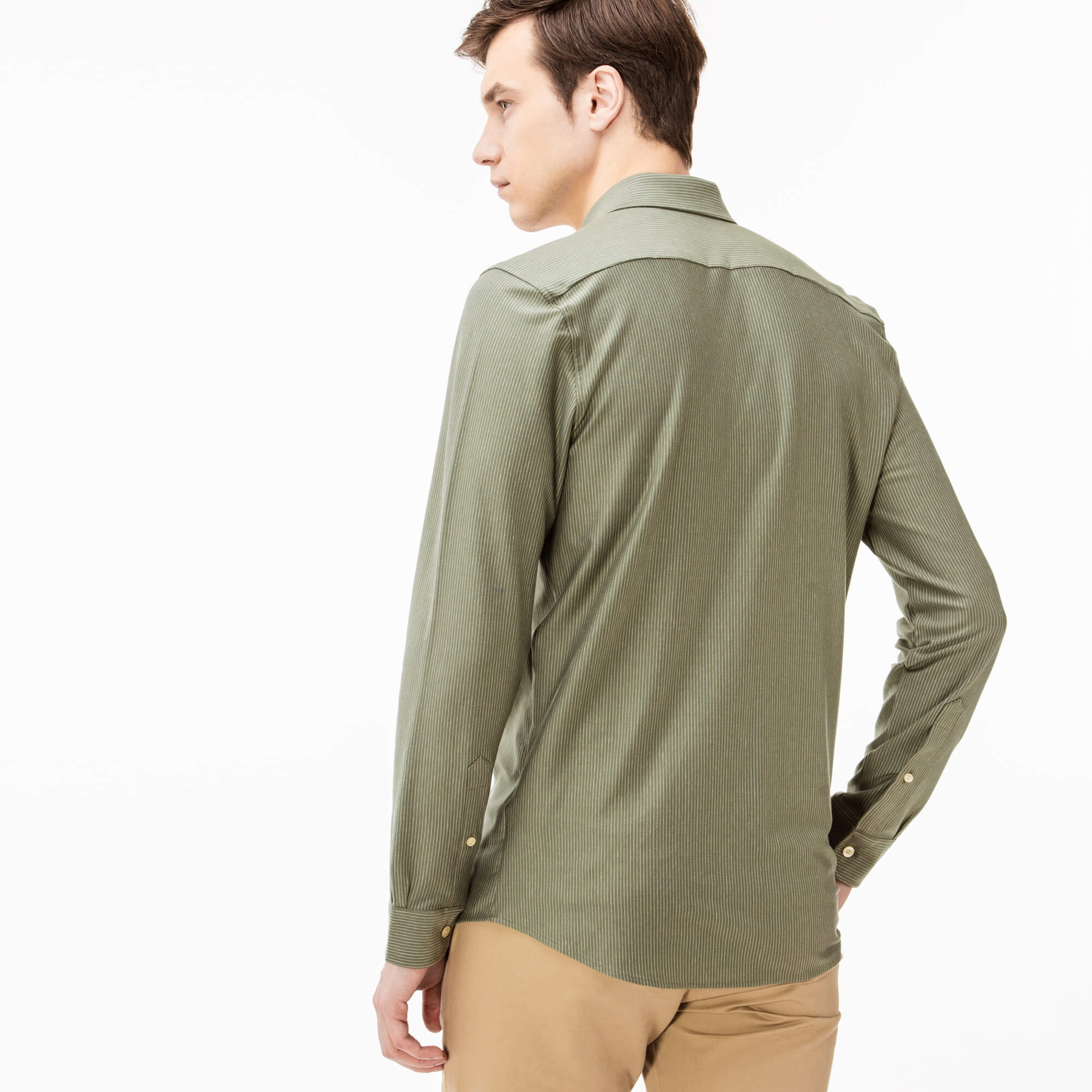 Lacoste Erkek Yeşil Slim Fit Uzun Kollu Gömlek