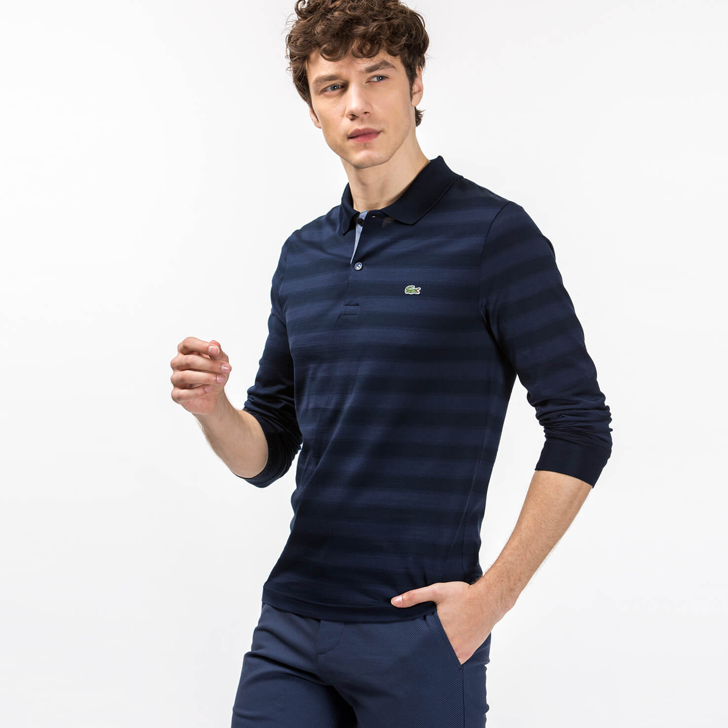 Lacoste Erkek Lacivert Regular Fit Uzun Kollu Polo