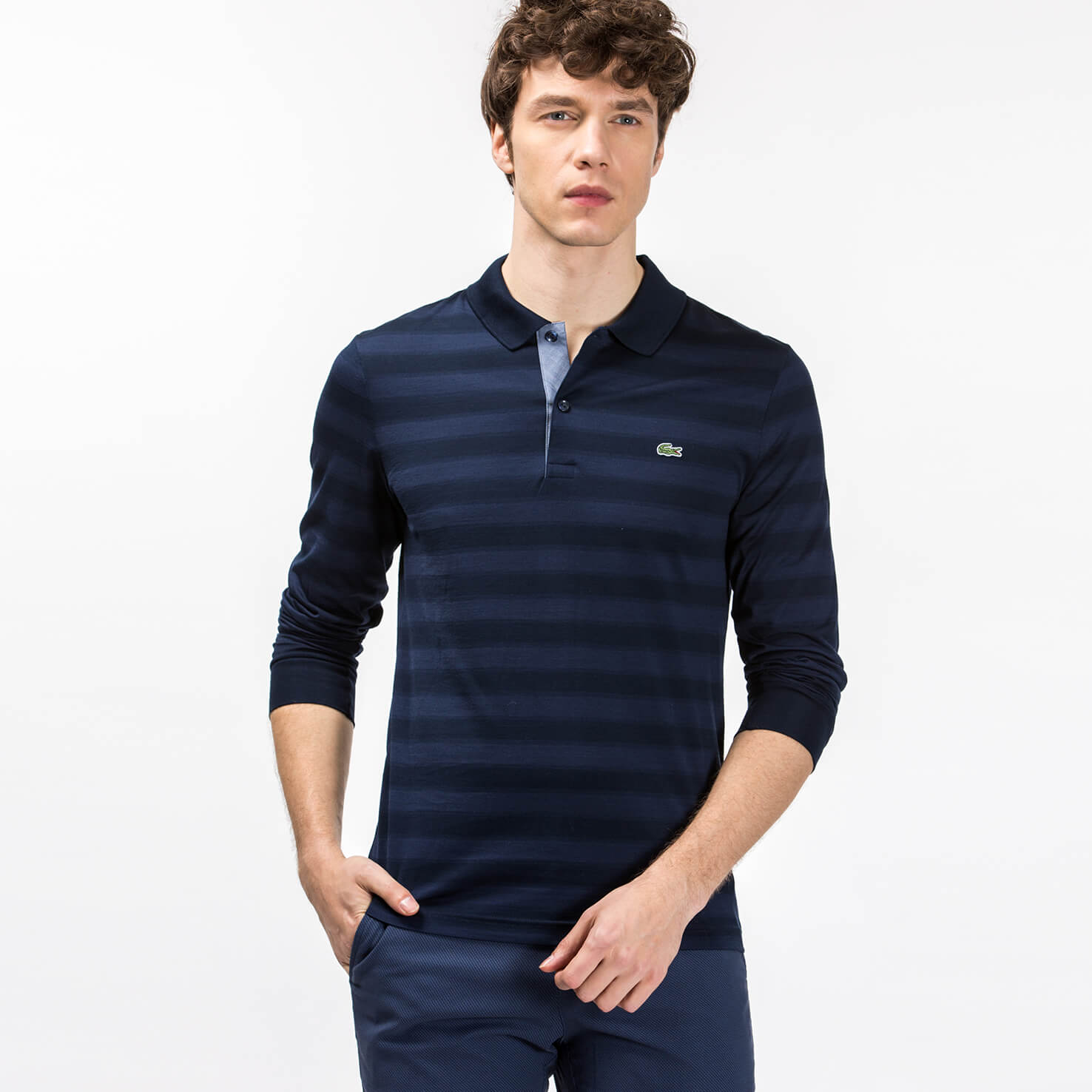 Lacoste Erkek Lacivert Regular Fit Uzun Kollu Polo