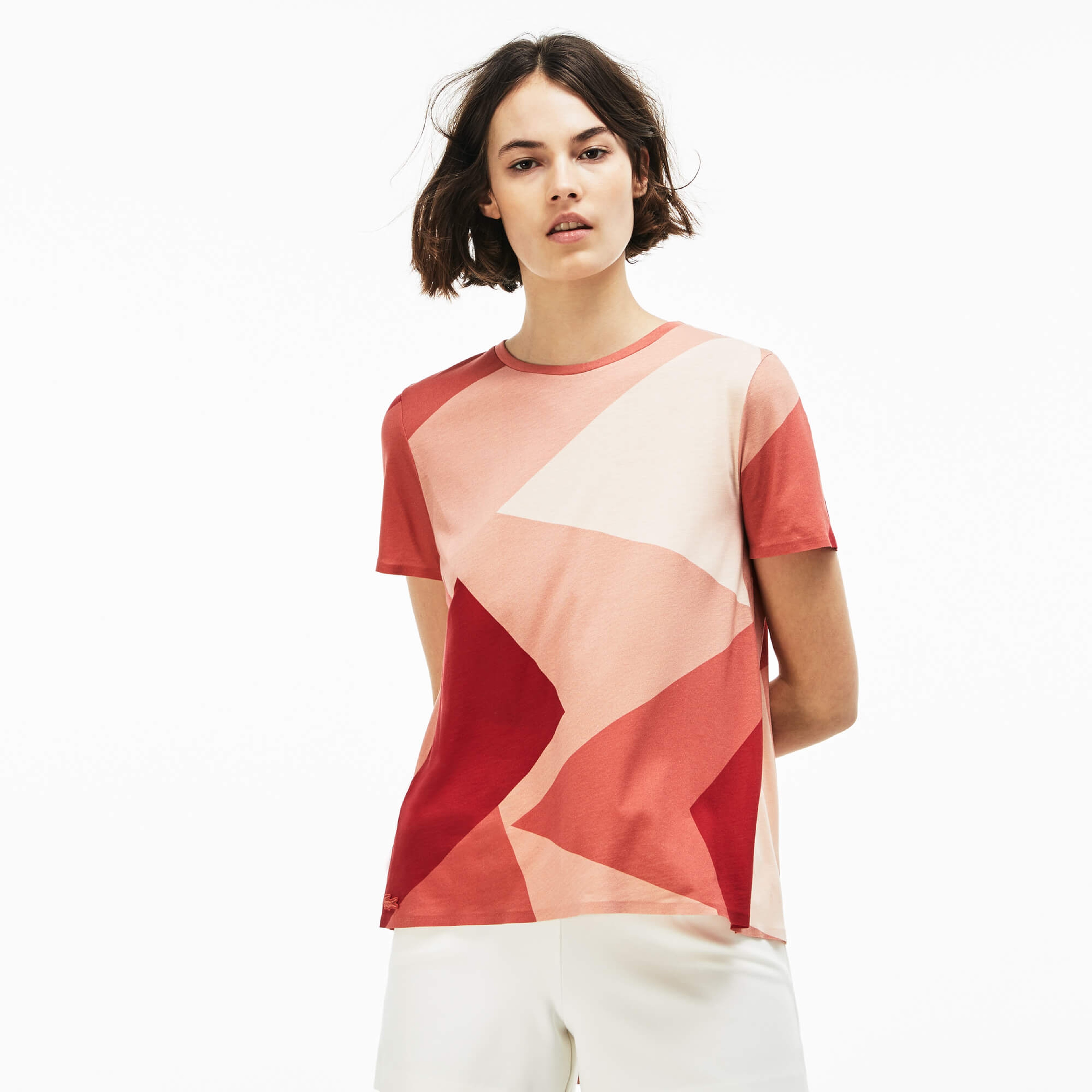 Lacoste Kadın Pembe Kısa Kollu Arkası Açık T-Shirt