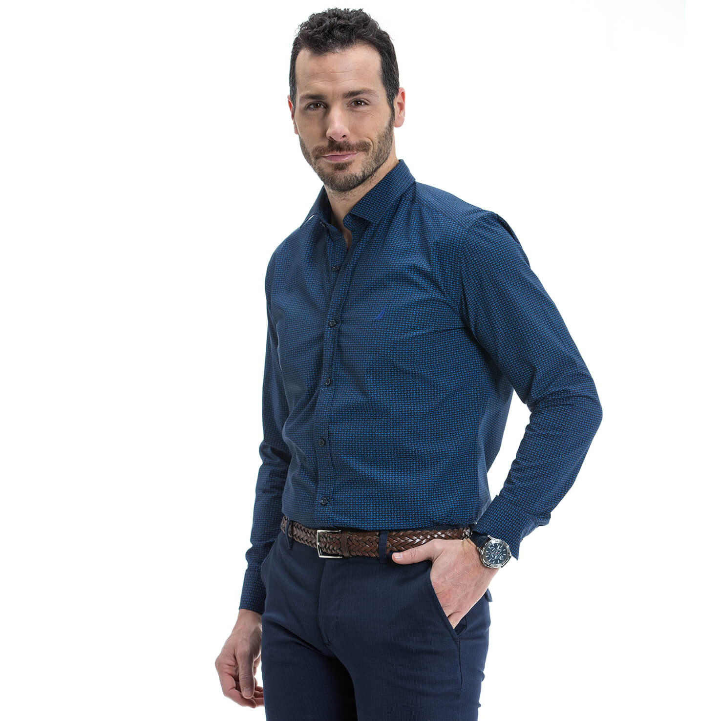 Nautica Erkek Lacivert Uzun Kollu Gömlek