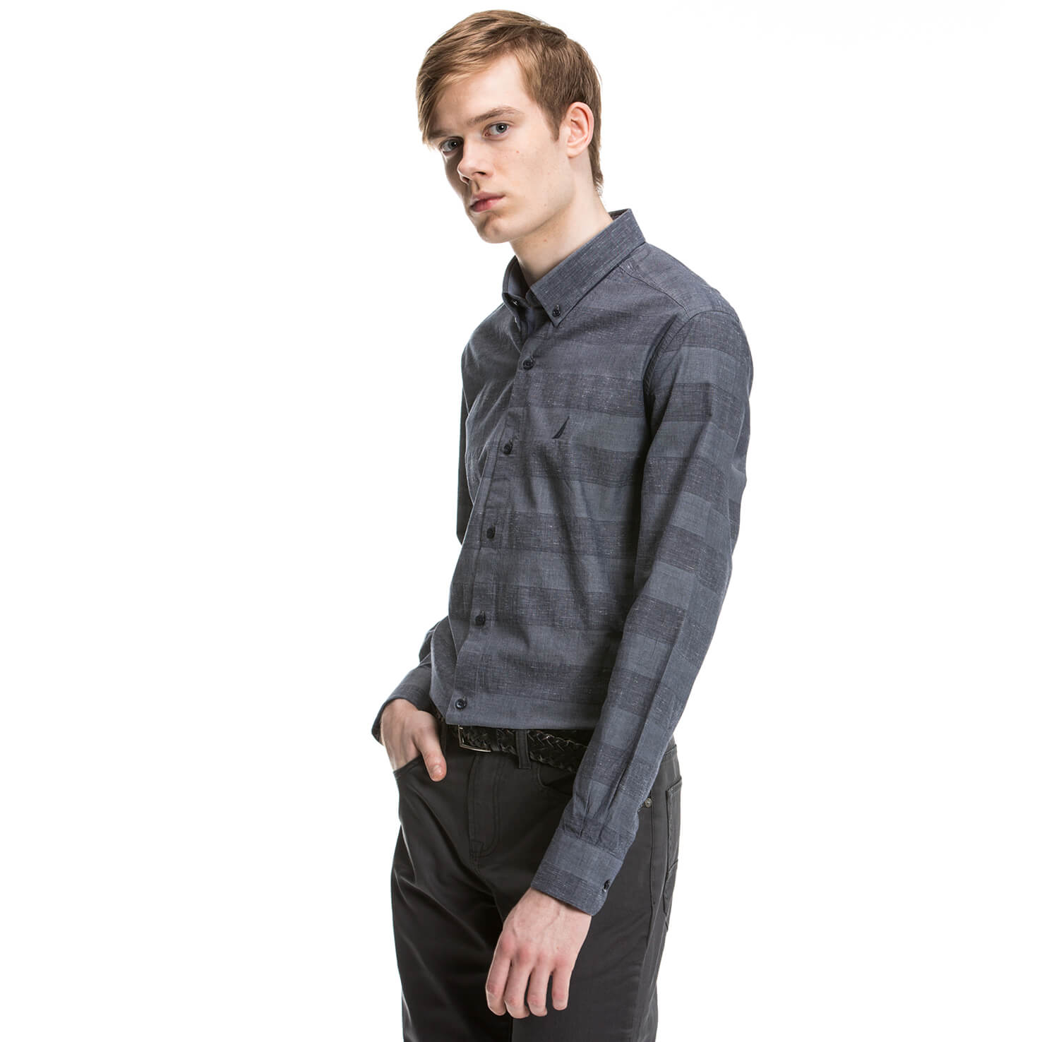 Nautica Erkek Lacivert Uzun Kollu Slim Fit Gömlek