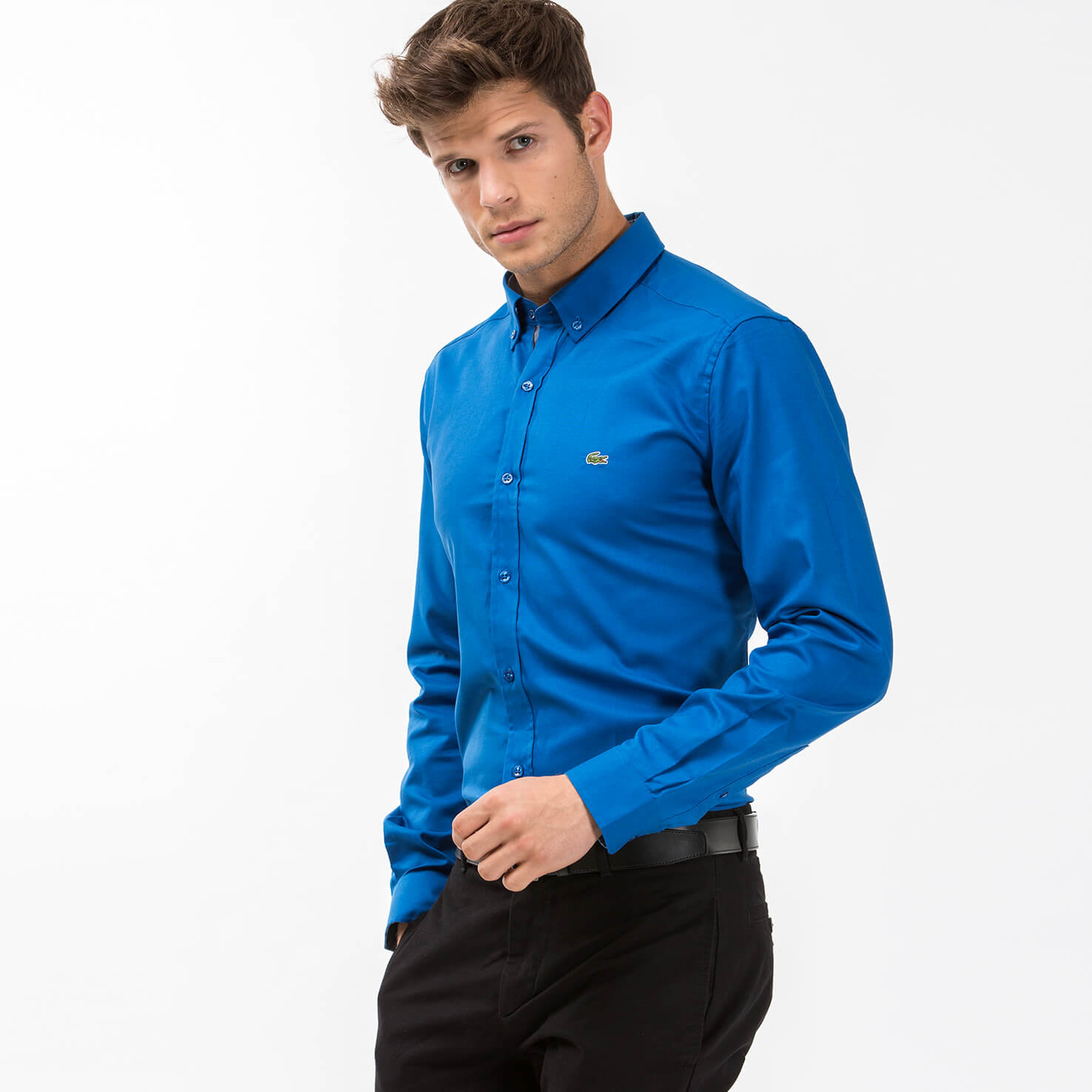 Lacoste Erkek Lacivert Slim Fit Uzun Kollu Gömlek