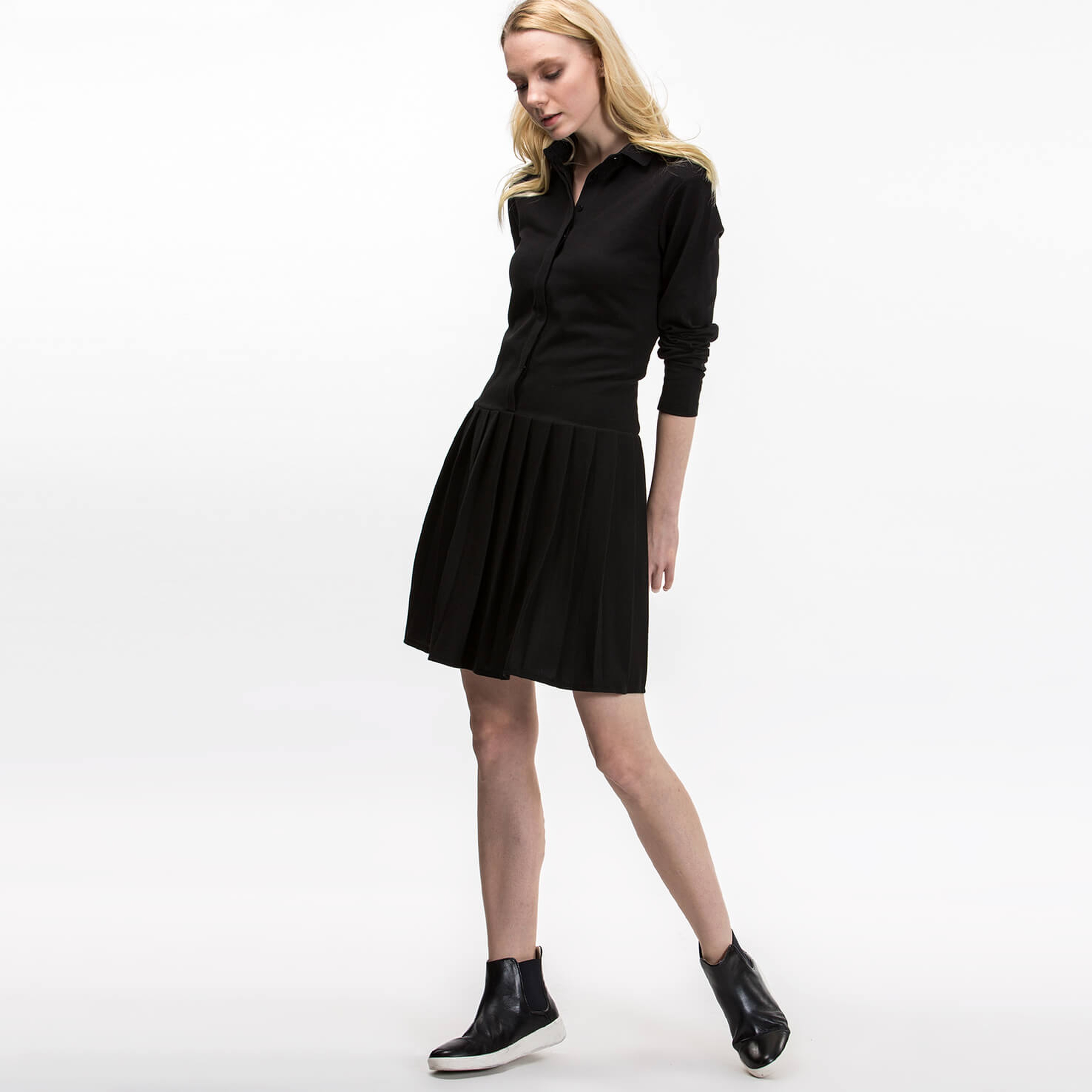 Lacoste Kadın Regular Fit Siyah Elbise