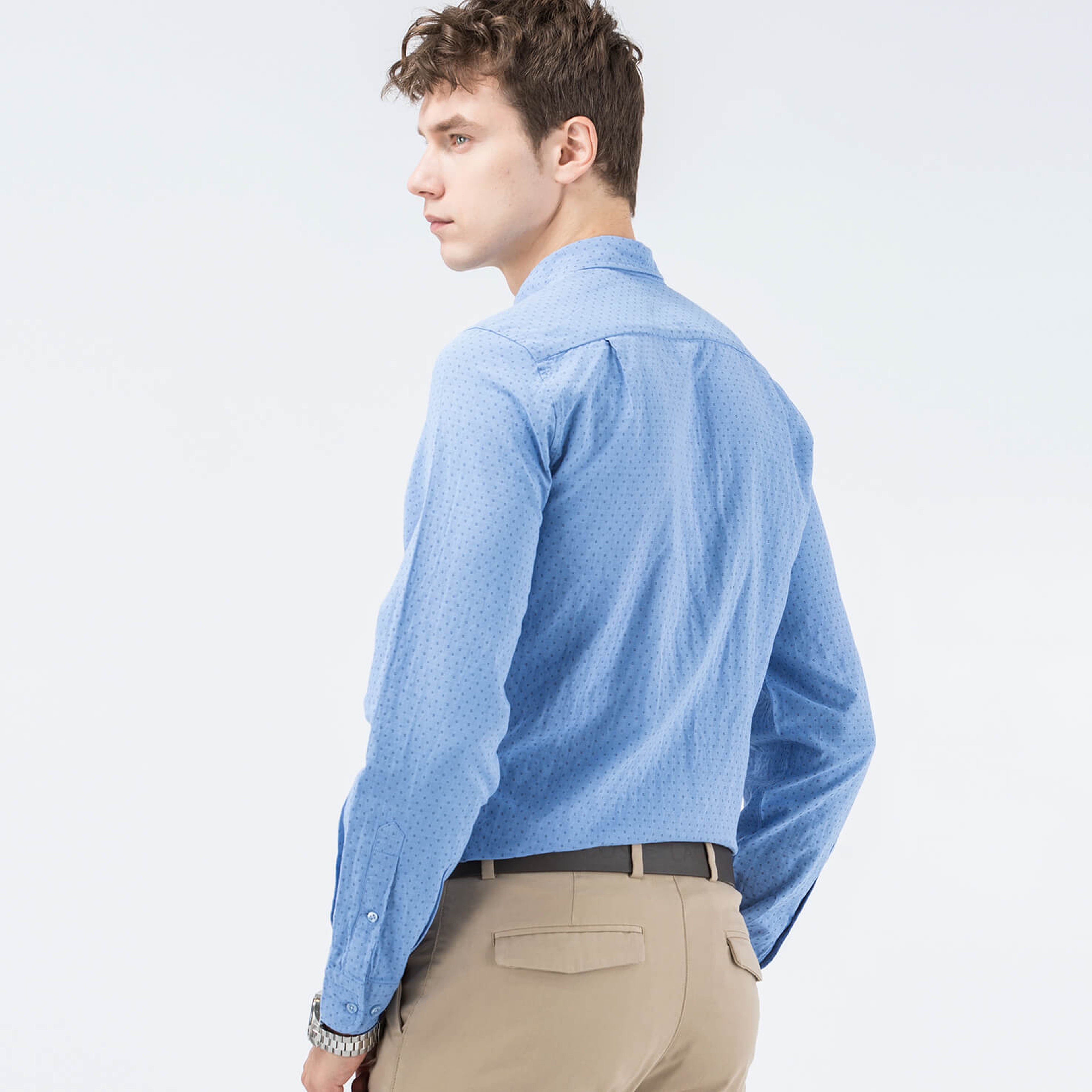 Lacoste Erkek Mavi Slim Fit Uzun Kollu Gömlek