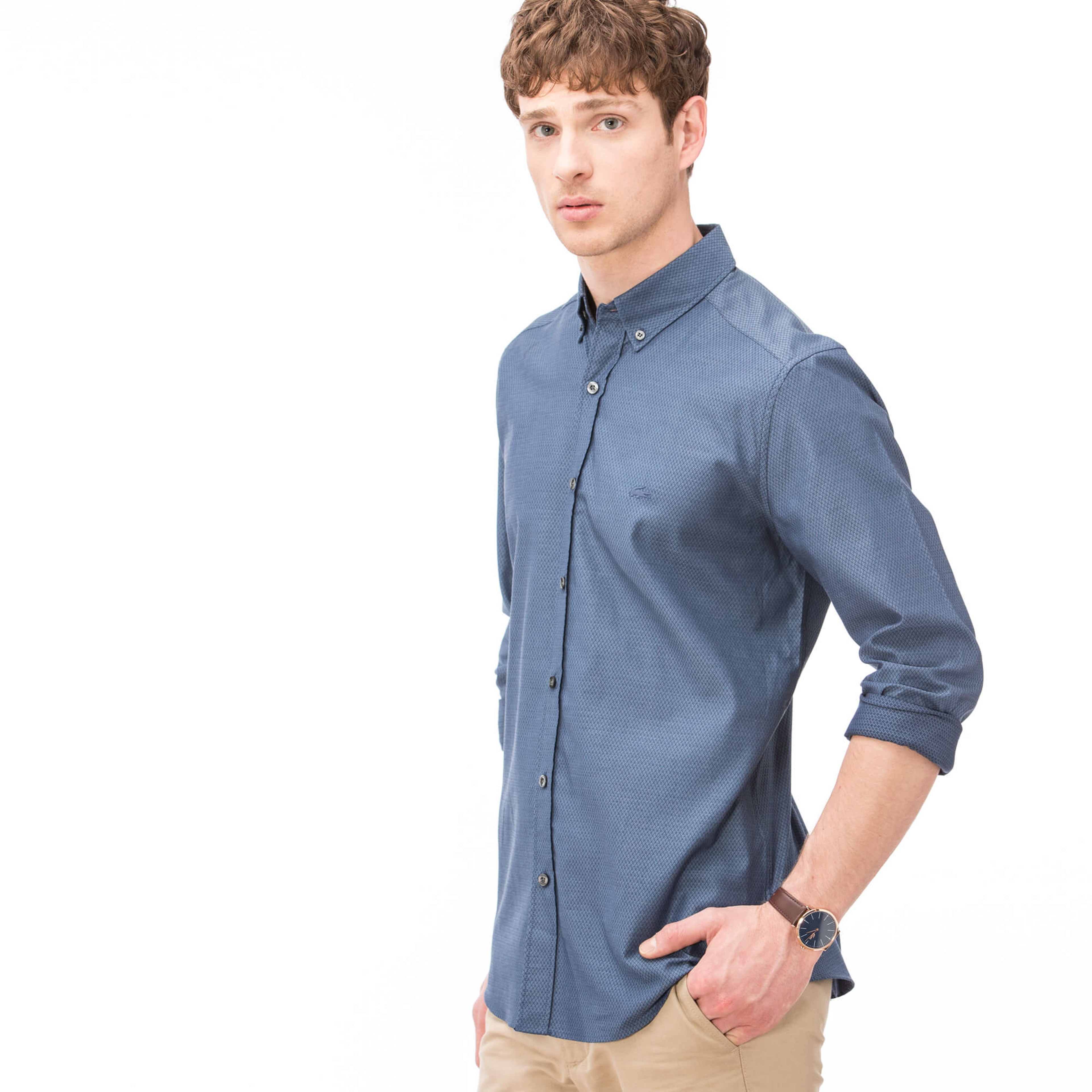 Lacoste Erkek Lacivert Regular Fit Uzun Kollu Gömlek