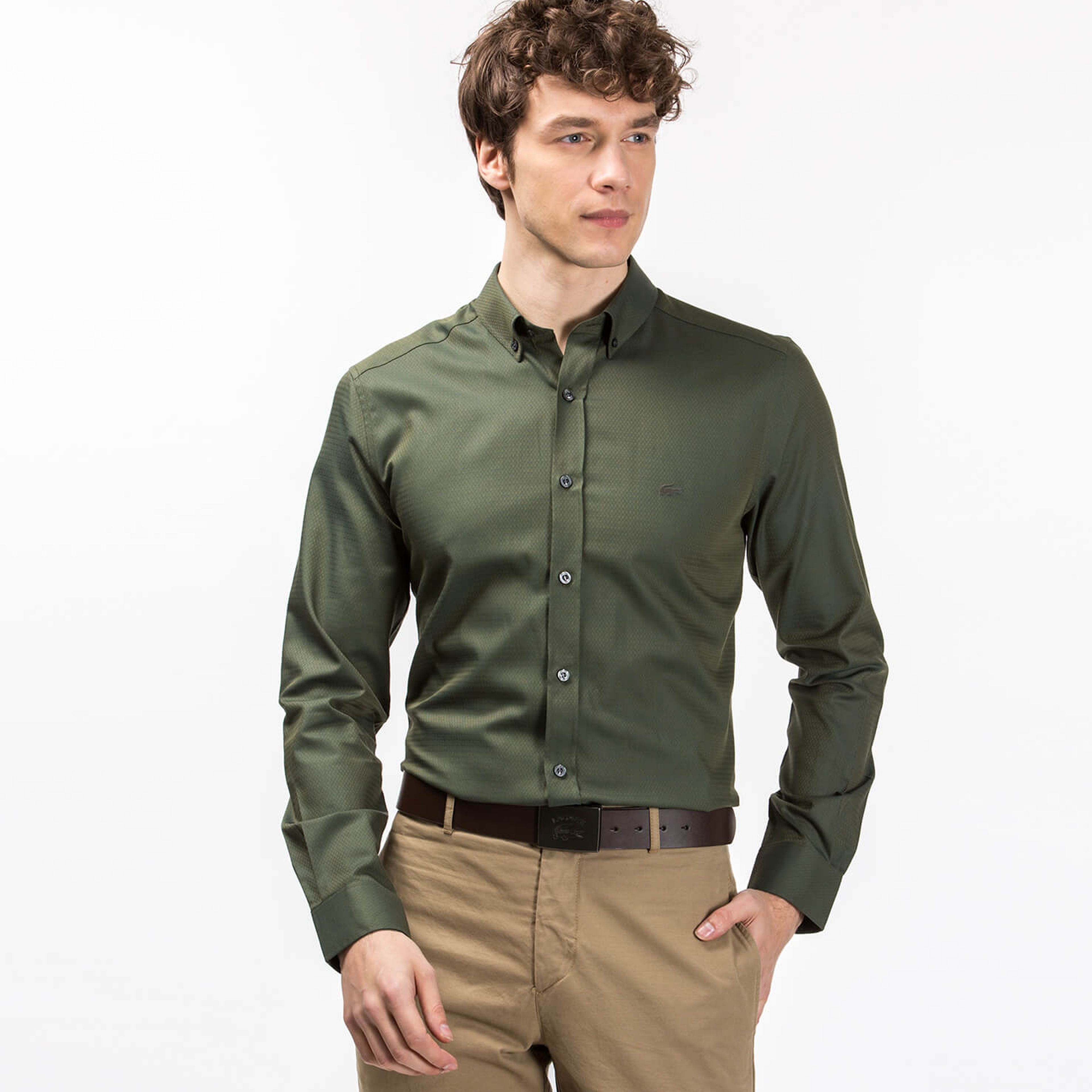 Lacoste Erkek Yeşil Regular Fit Uzun Kollu Gömlek