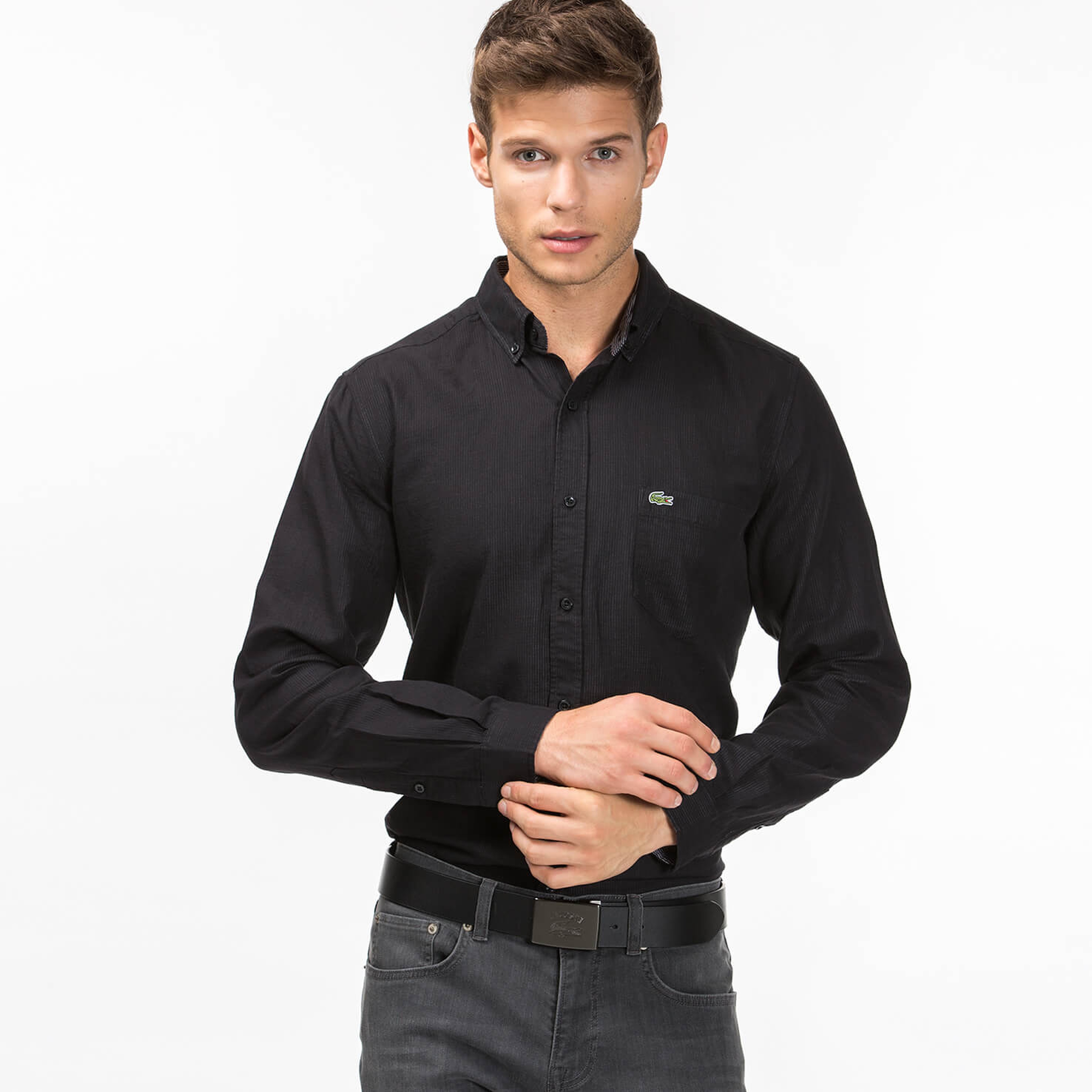 Lacoste Erkek Siyah Regular Fit Uzun Kollu Gömlek