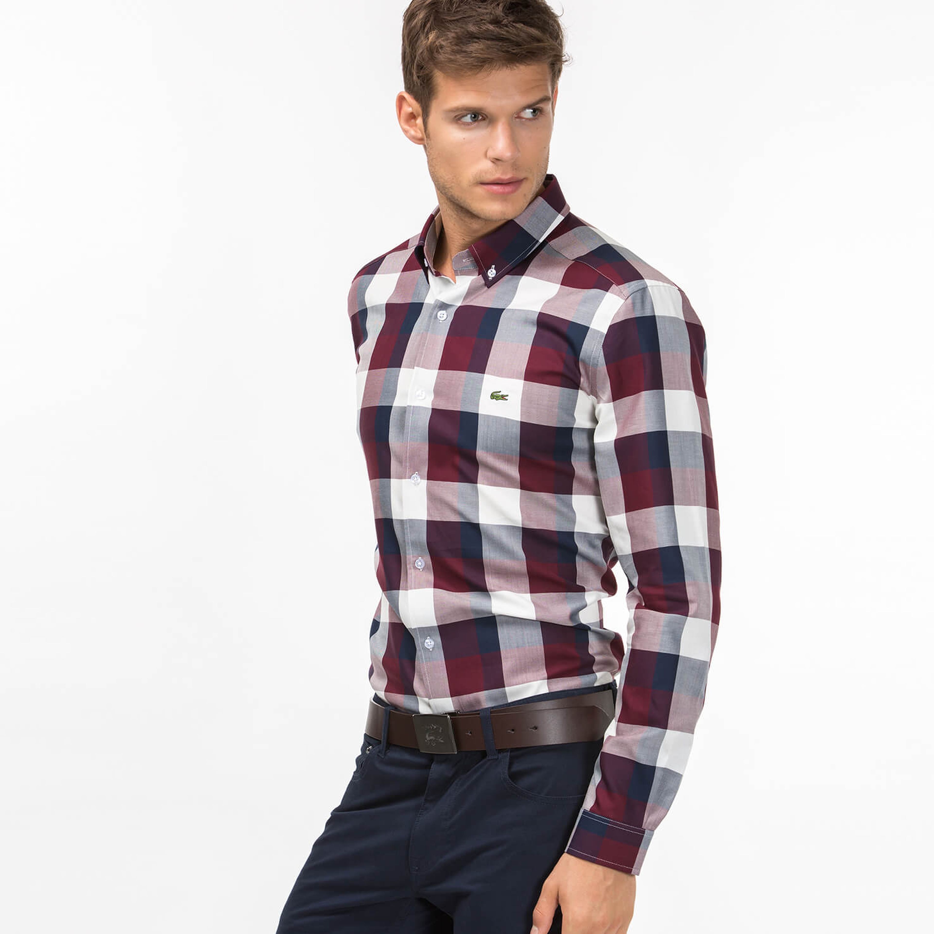 Lacoste Erkek Bordo Slim Fit Uzun Kollu Gömlek