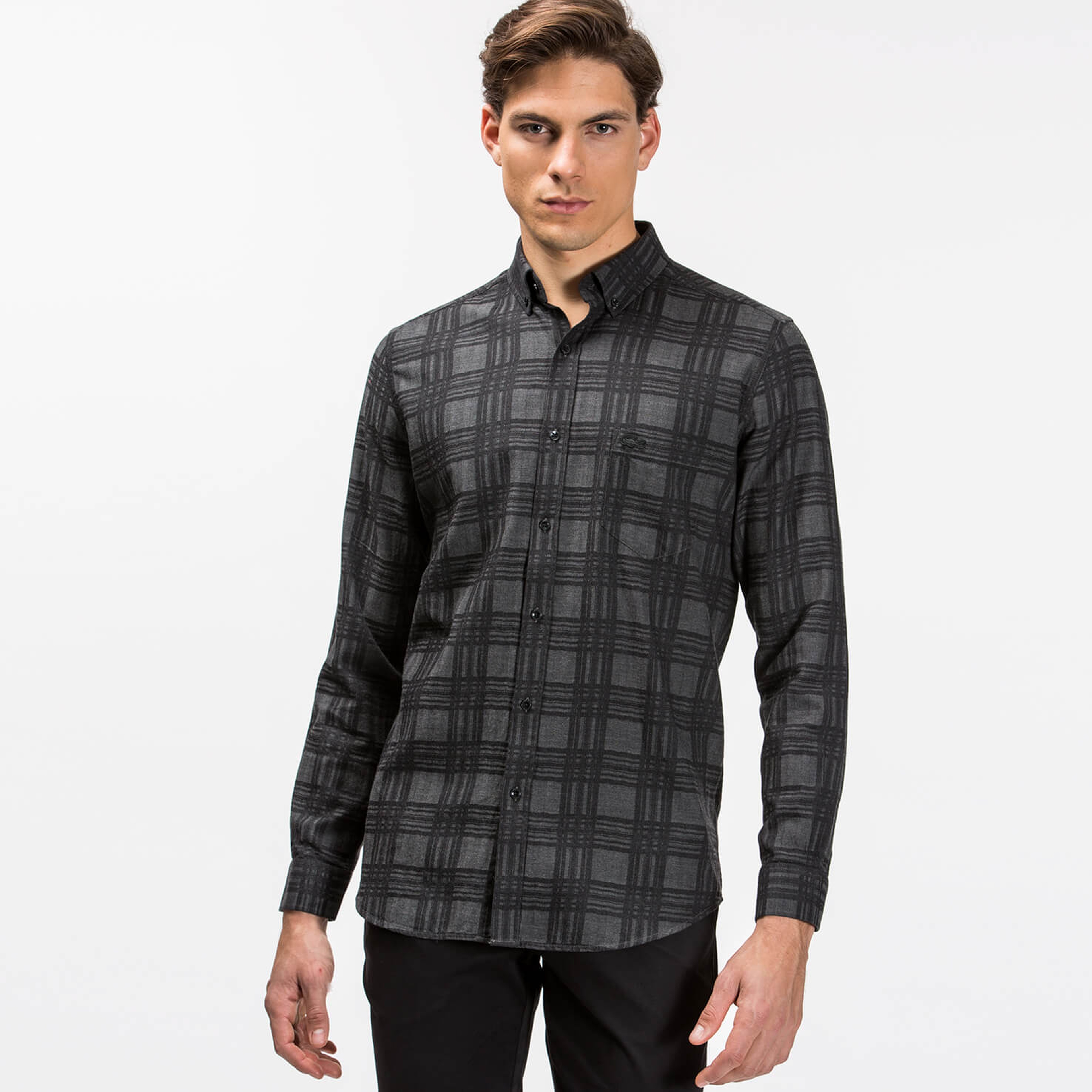 Lacoste Erkek Siyah Slim Fit Uzun Kollu Gömlek