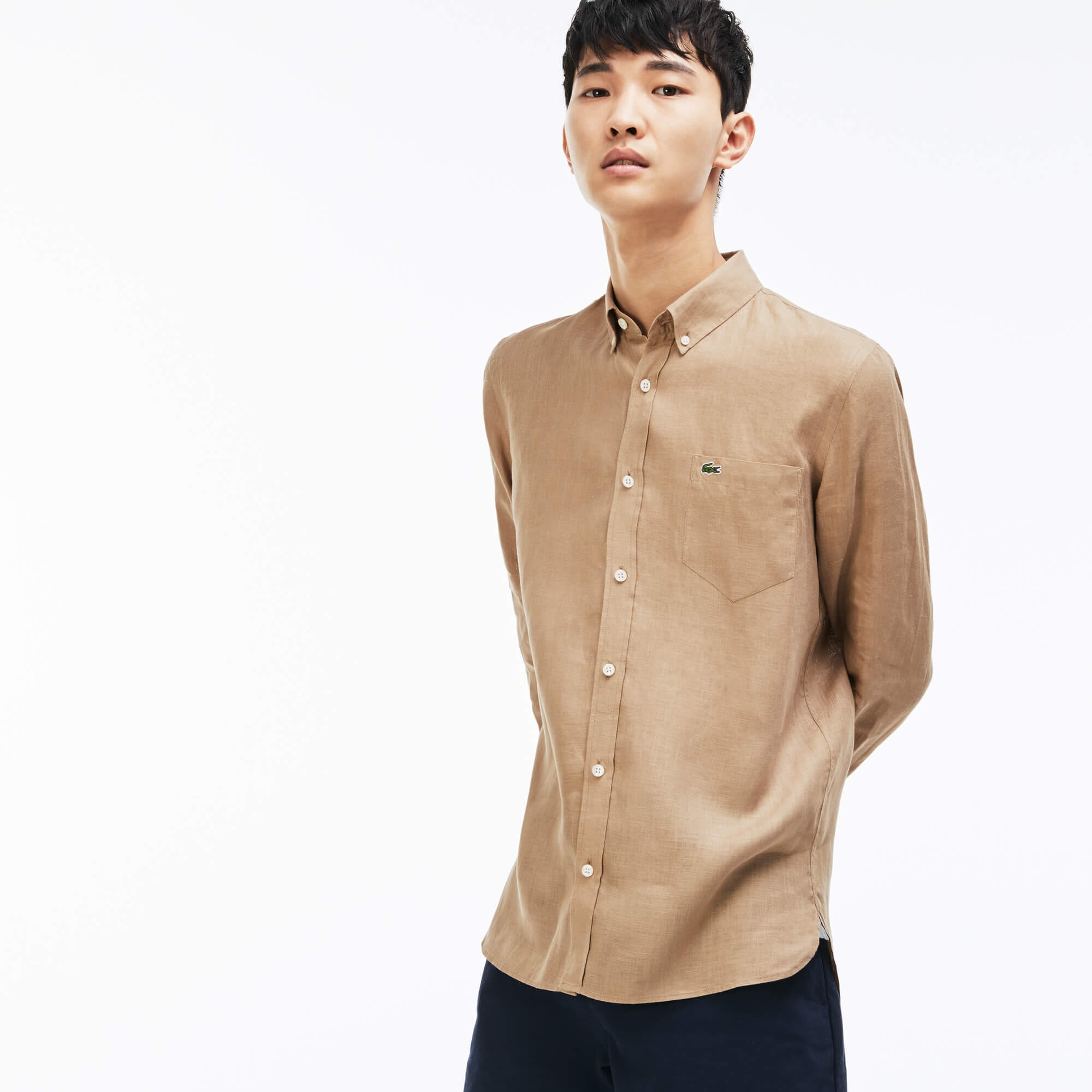 Lacoste Erkek Kahverengi Regular Fit Uzun Kollu Gömlek