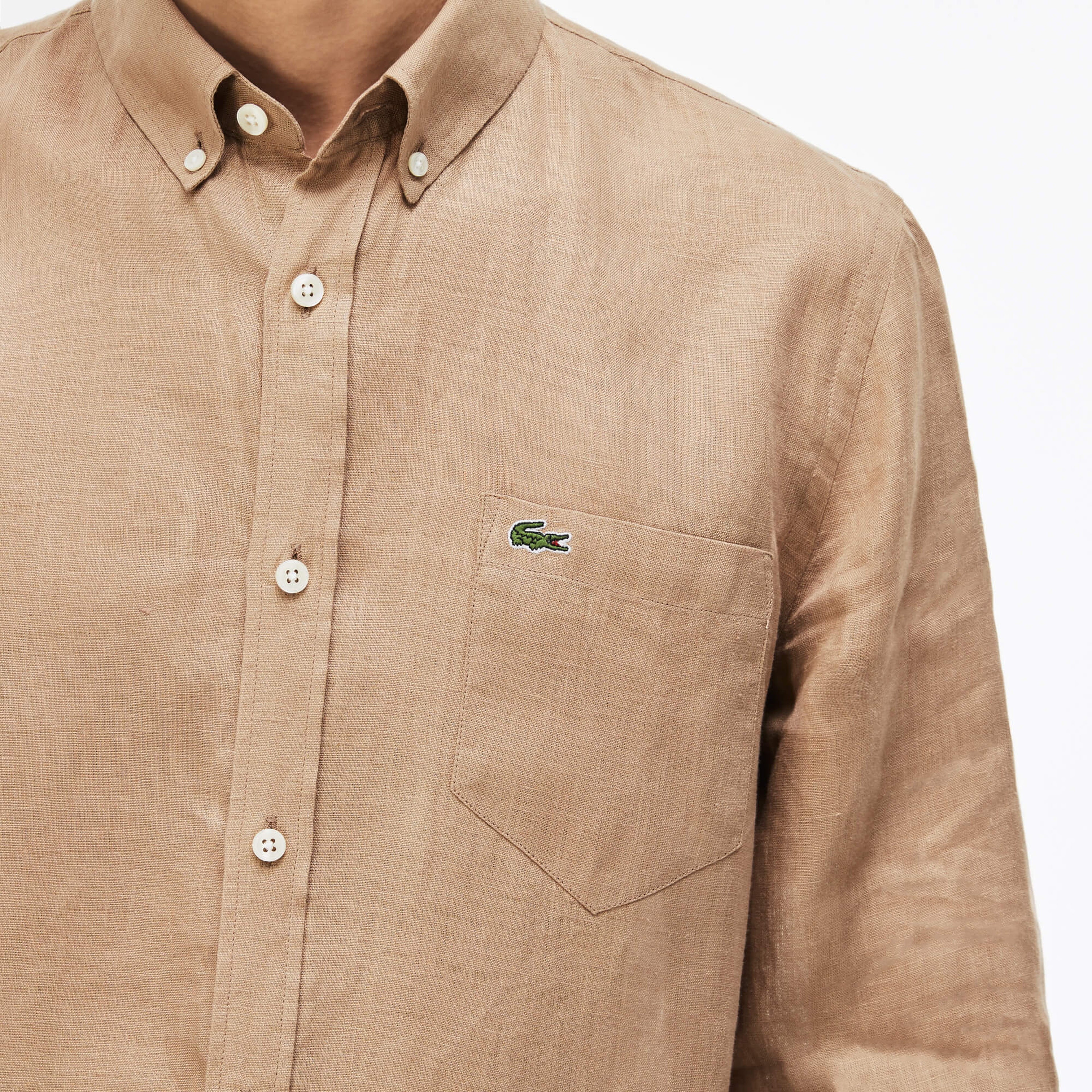 Lacoste Erkek Kahverengi Regular Fit Uzun Kollu Gömlek