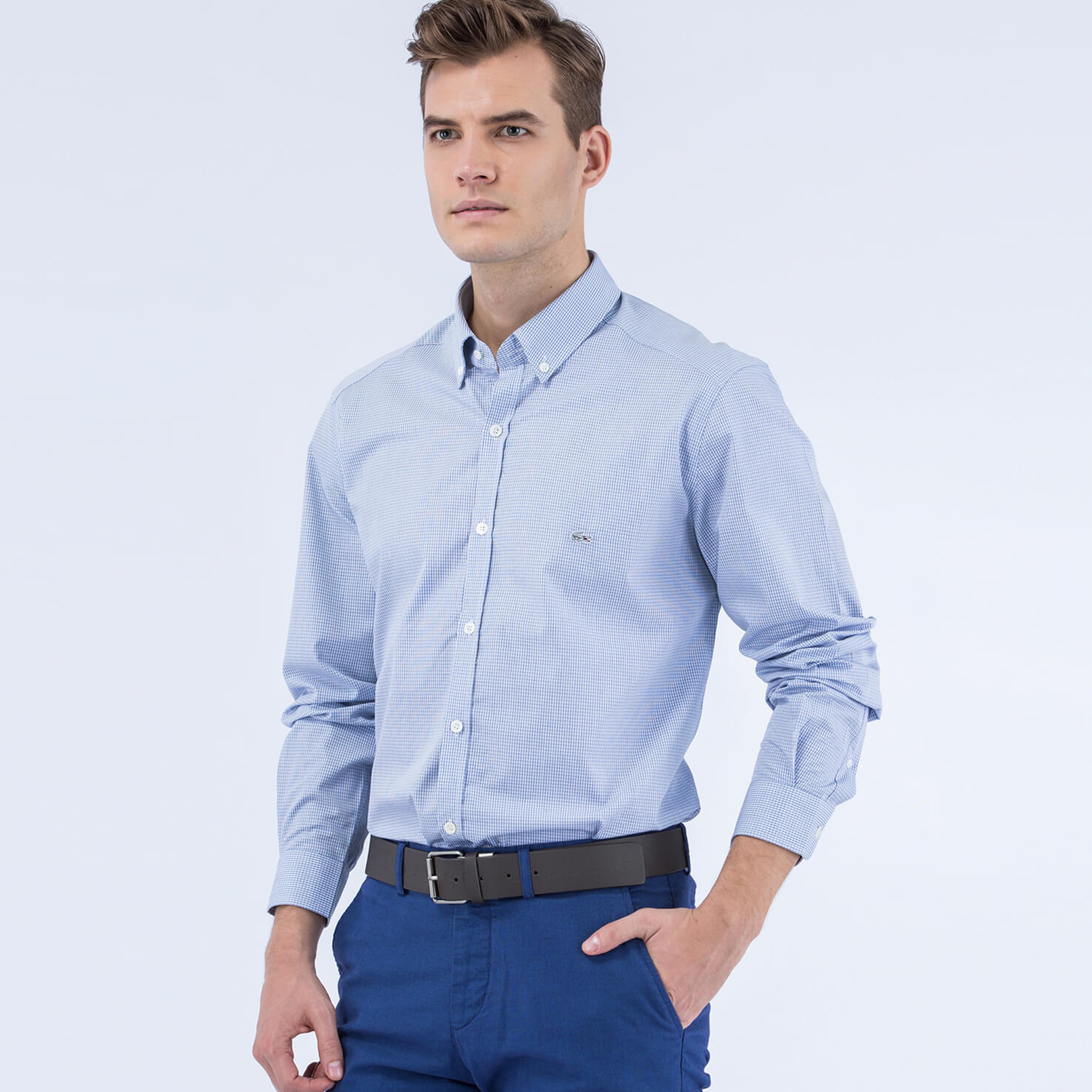 Lacoste Erkek Beyaz Uzun Kollu Regular Fit Gömlek