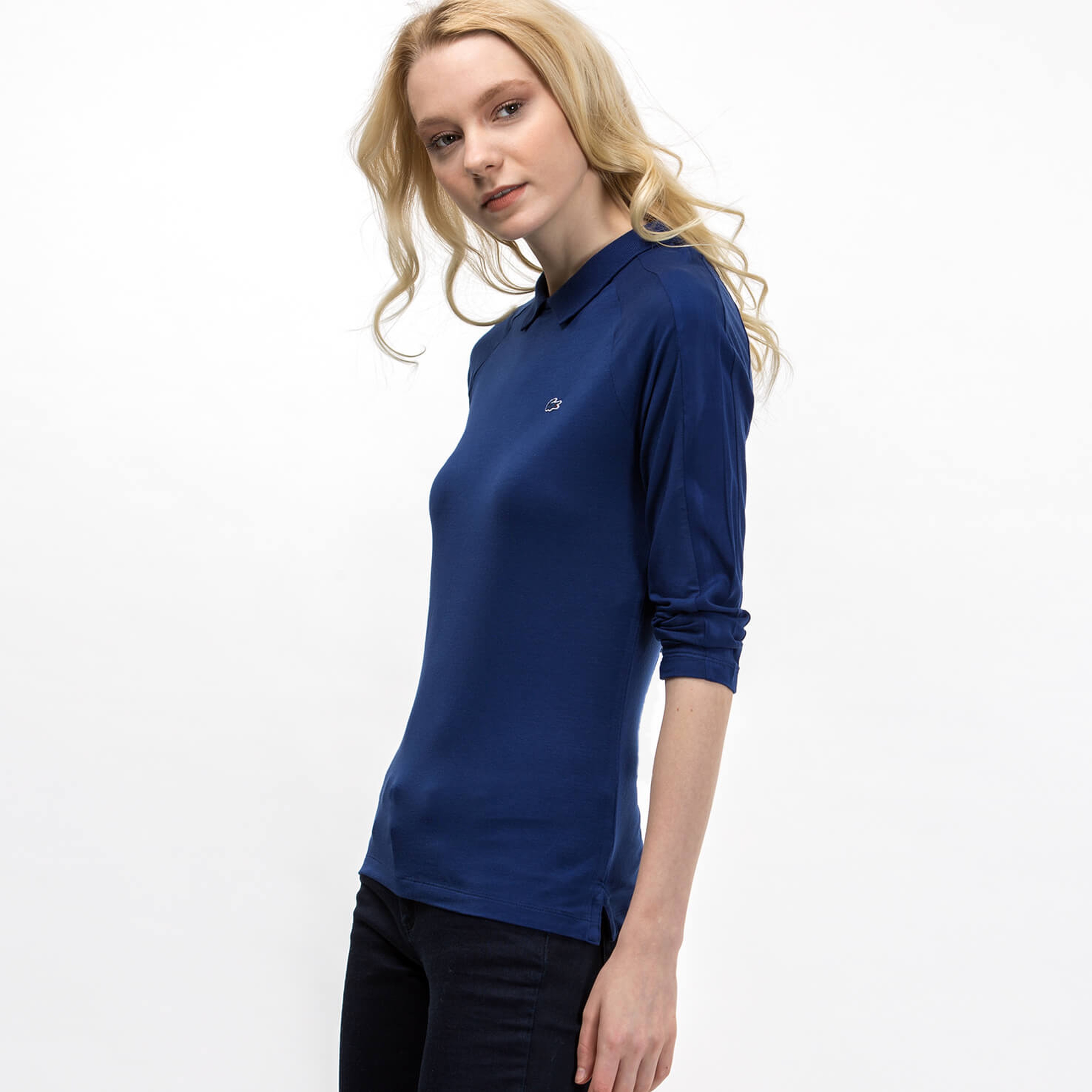 Lacoste Kadın Mavi Uzun Kollu Polo