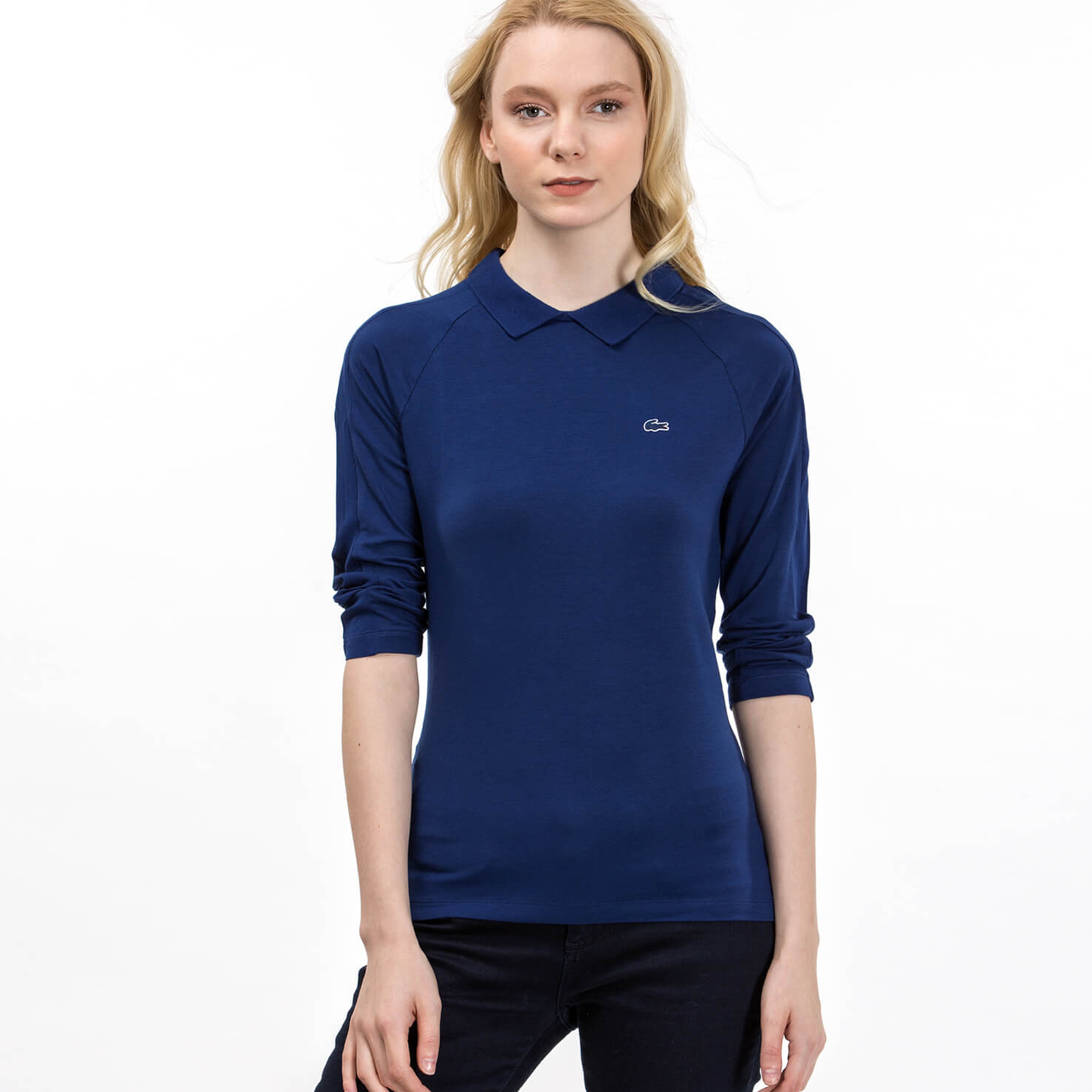 Lacoste Kadın Mavi Uzun Kollu Polo