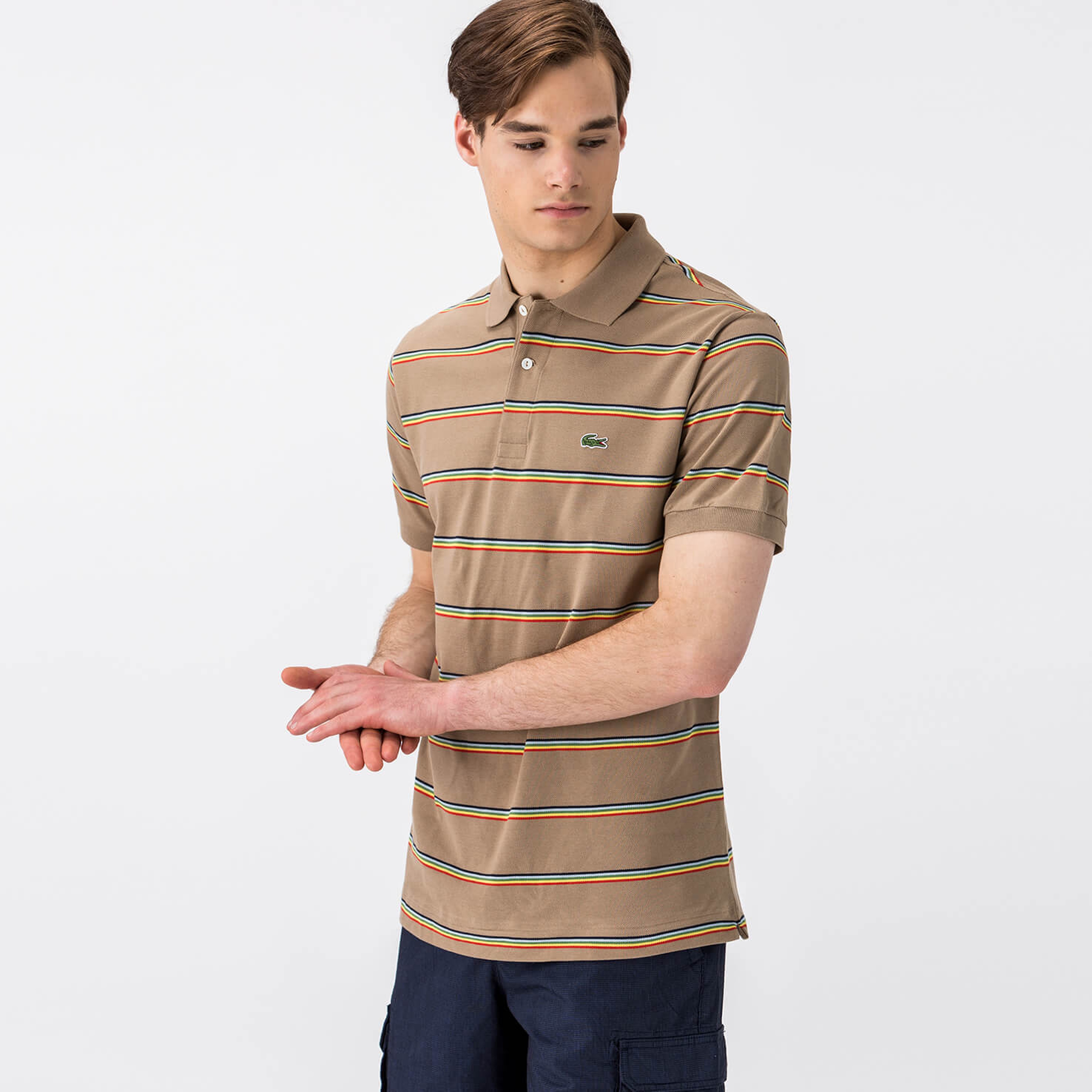 Lacoste Erkek Kahverengi Çizgili Polo