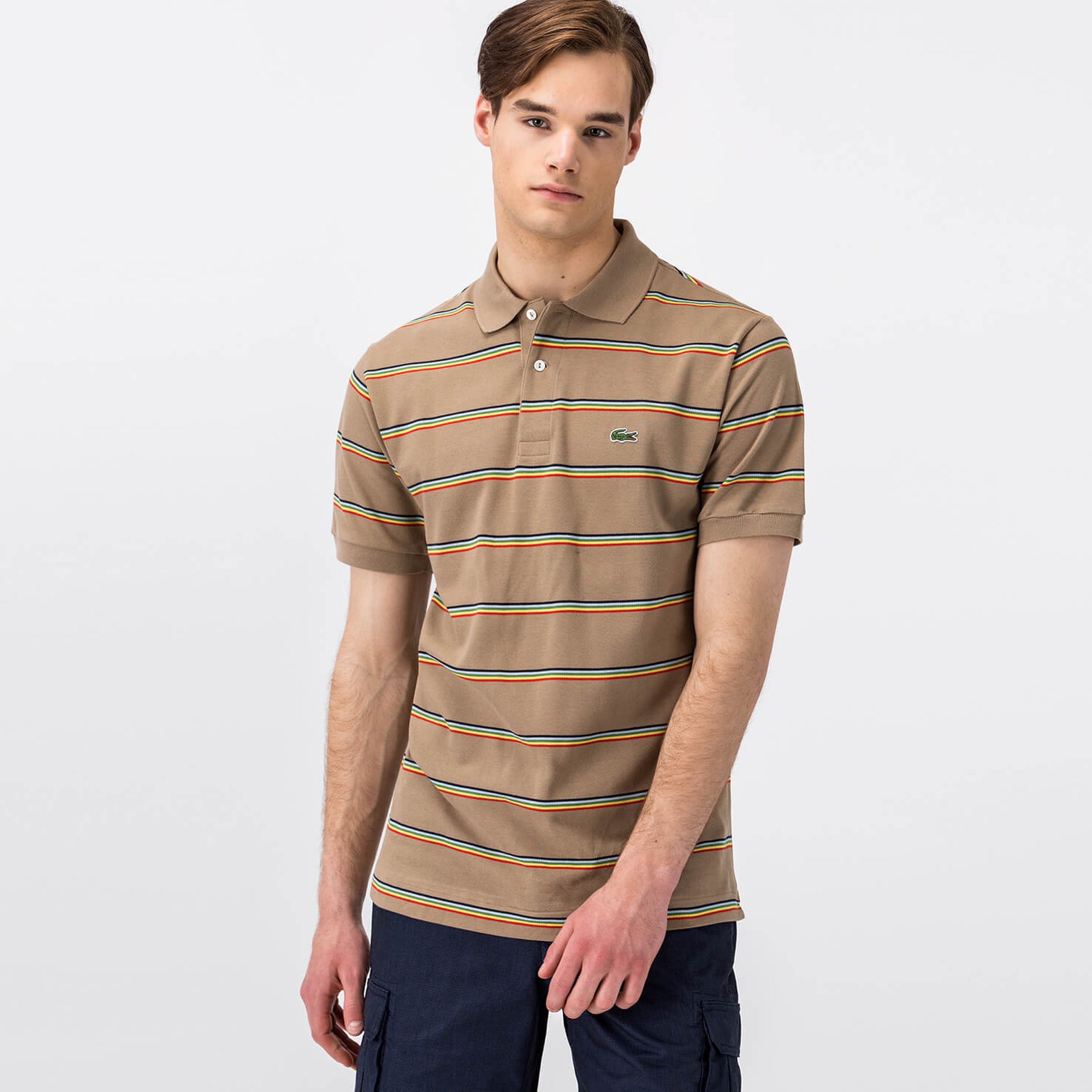Lacoste Erkek Kahverengi Çizgili Polo