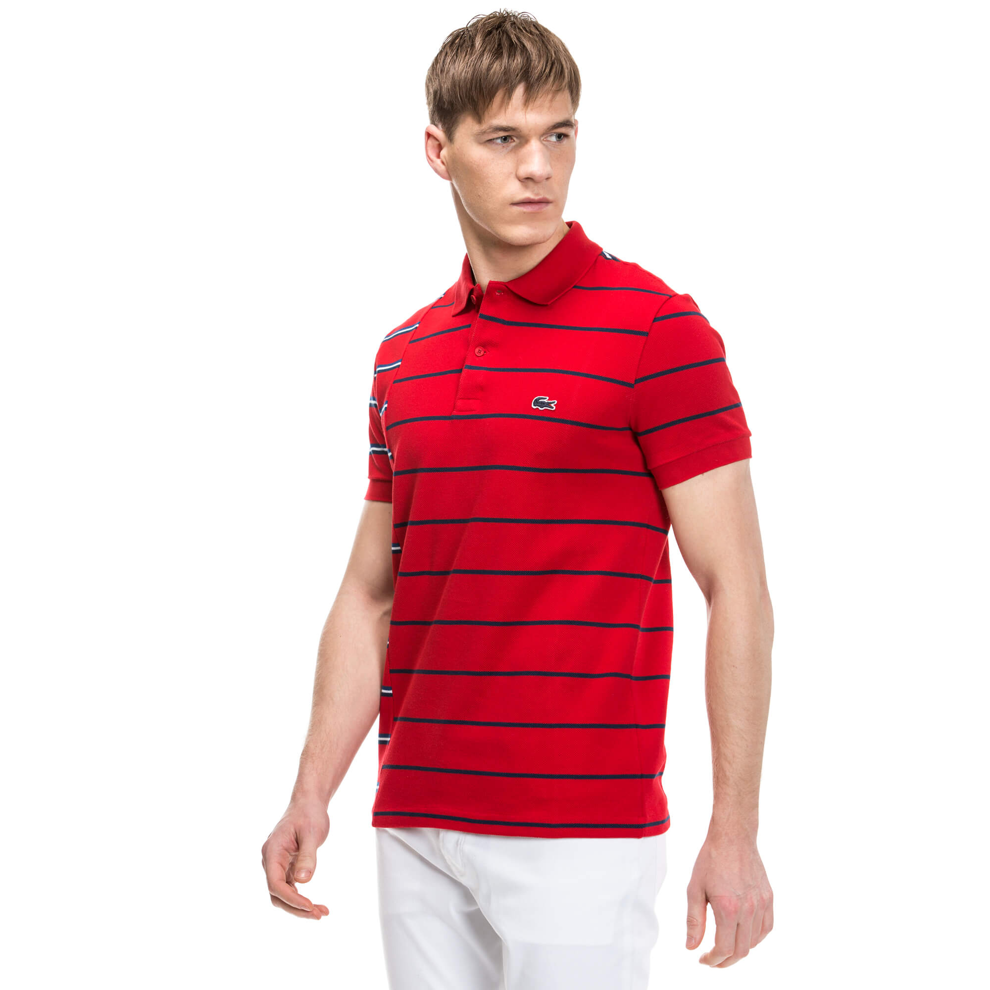 Lacoste Erkek Kırmızı Çizgili Polo
