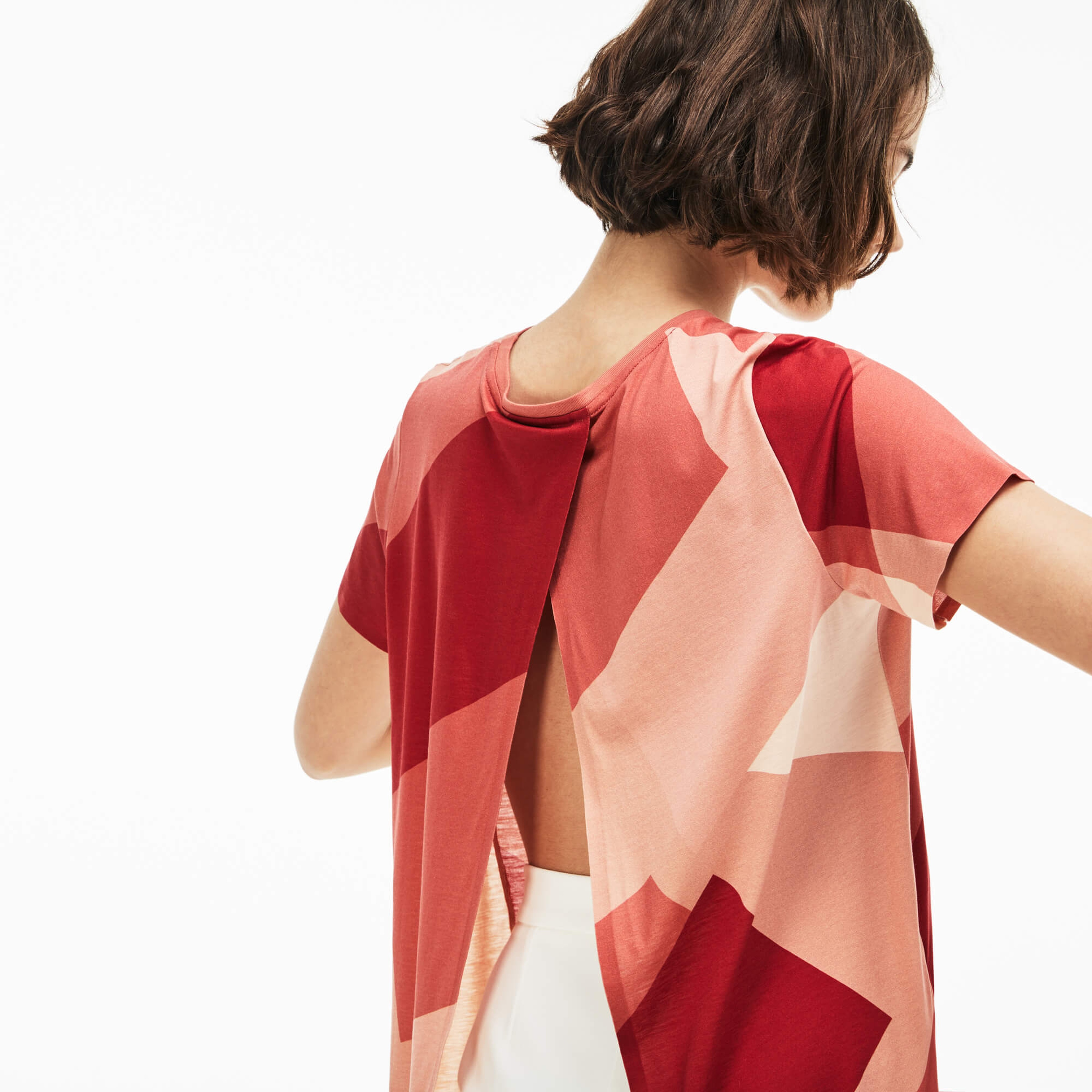 Lacoste Kadın Pembe Kısa Kollu Arkası Açık T-Shirt