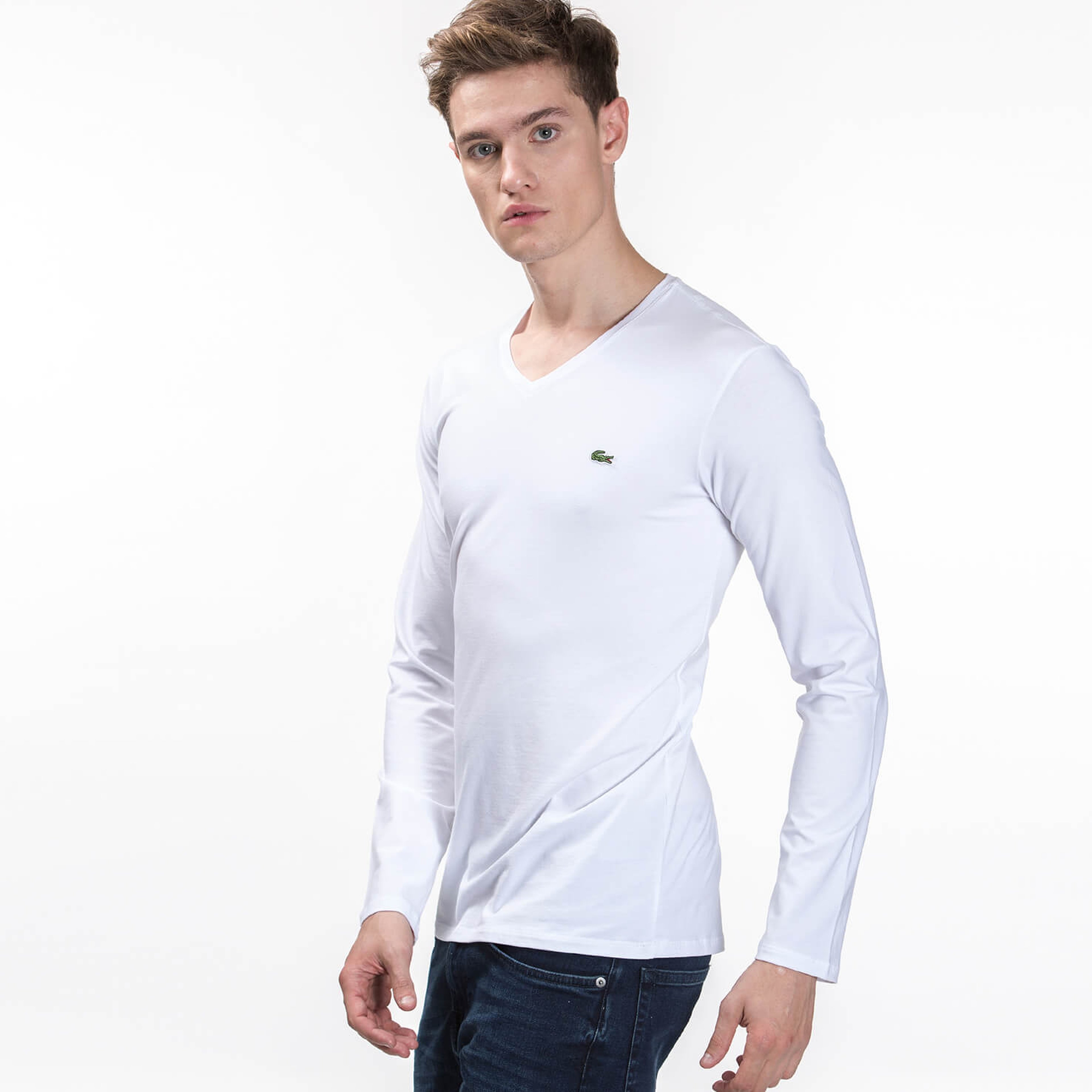 Lacoste Erkek Regular Fit Beyaz Uzun Kollu T-Shirt