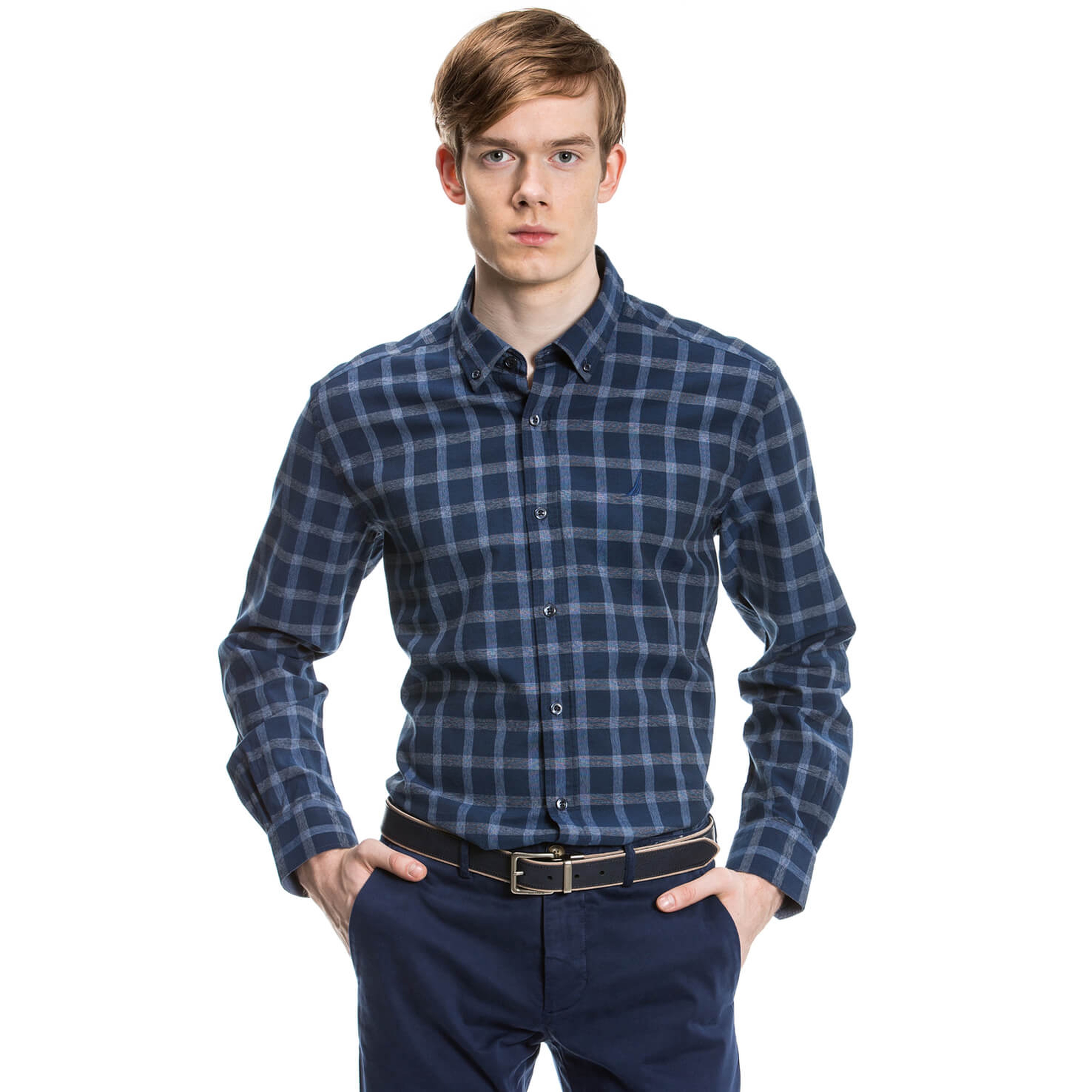 Nautica Erkek Mavi Uzun Kollu Slim Fit Gömlek