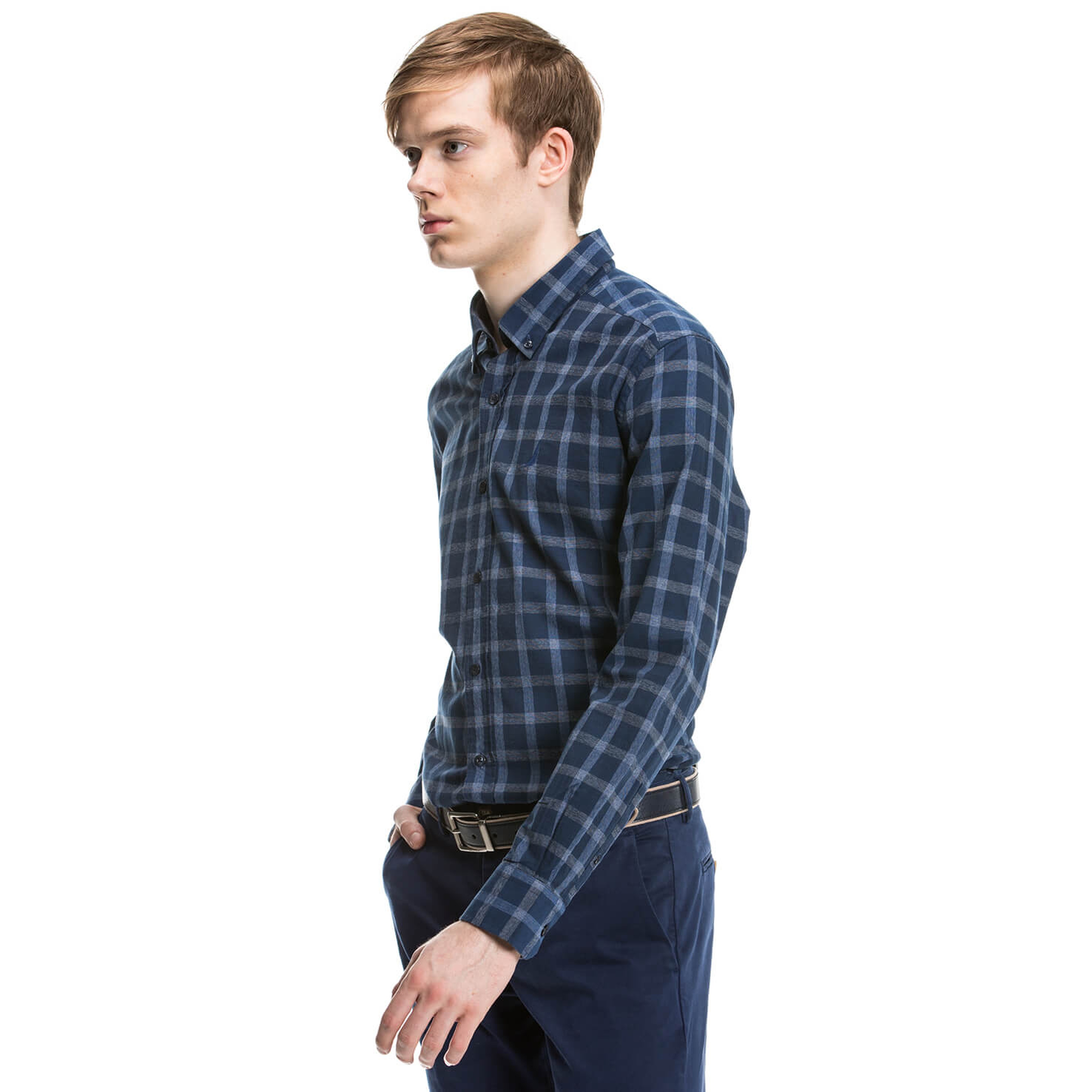 Nautica Erkek Mavi Uzun Kollu Slim Fit Gömlek
