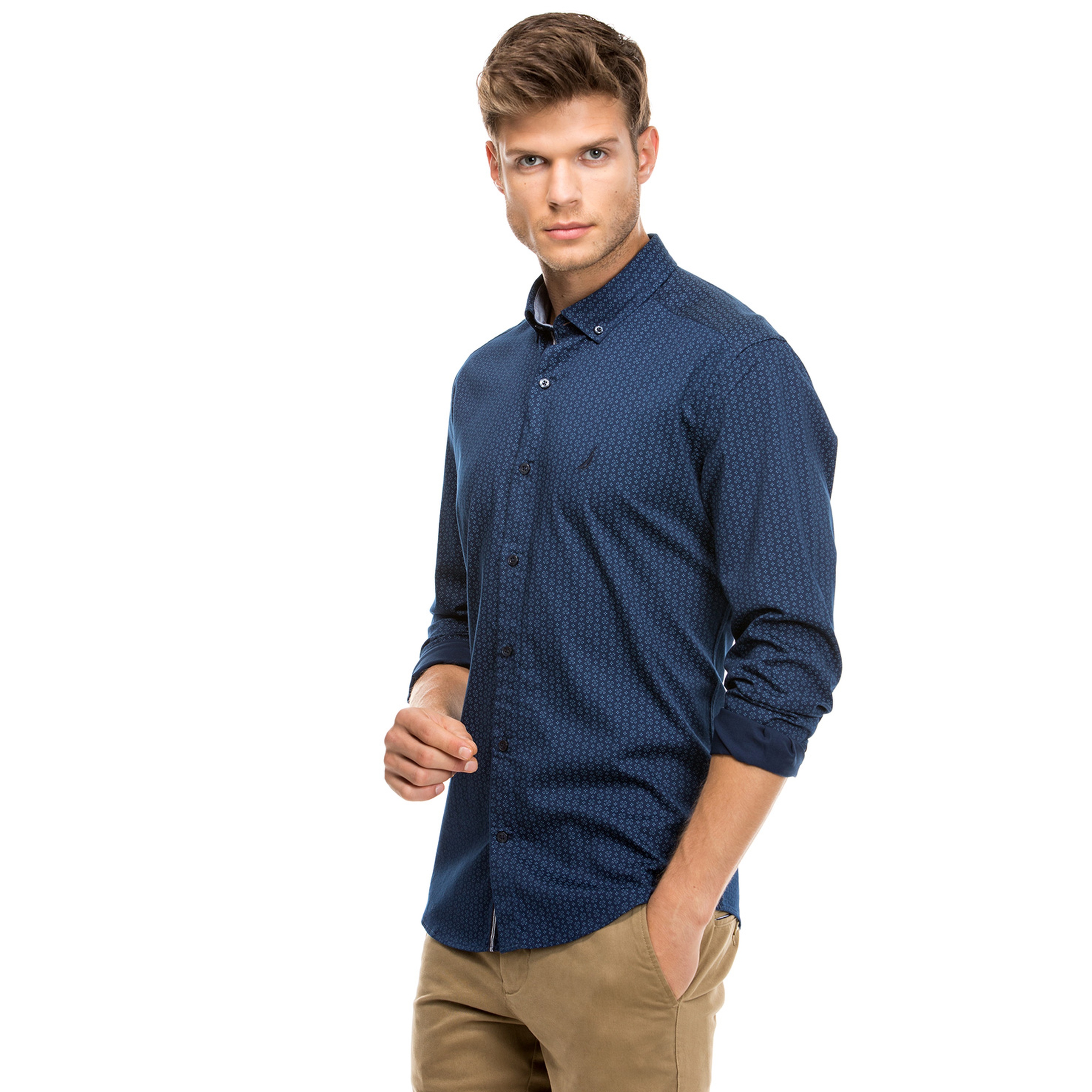 Nautica Erkek Lacivert Uzun Kollu Slim Fit Gömlek