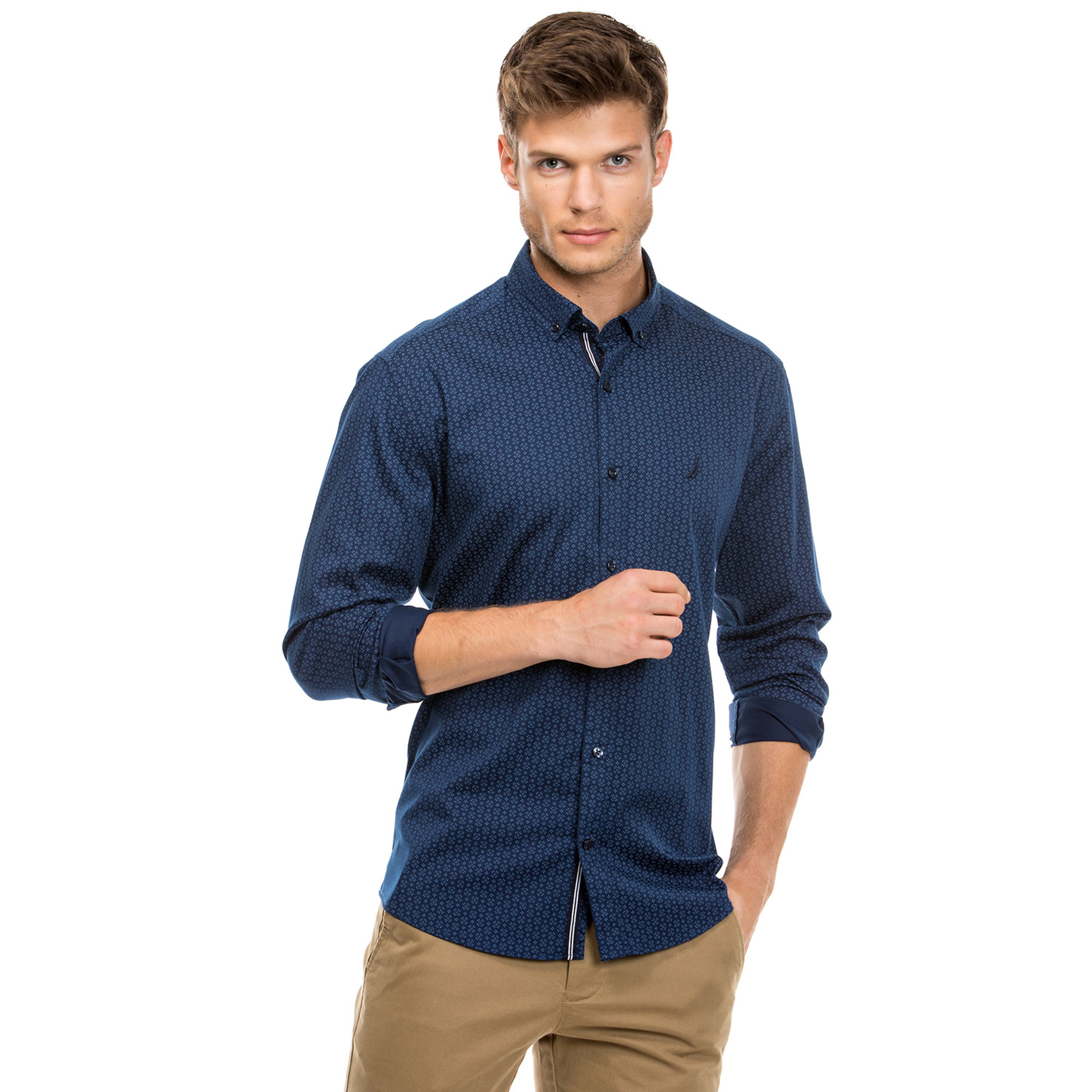 Nautica Erkek Lacivert Uzun Kollu Slim Fit Gömlek