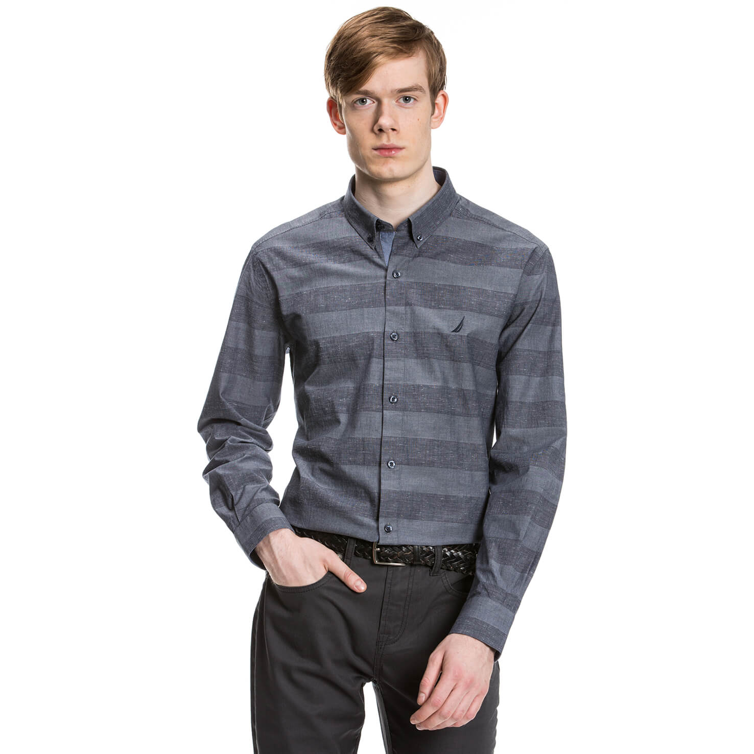 Nautica Erkek Lacivert Uzun Kollu Slim Fit Gömlek