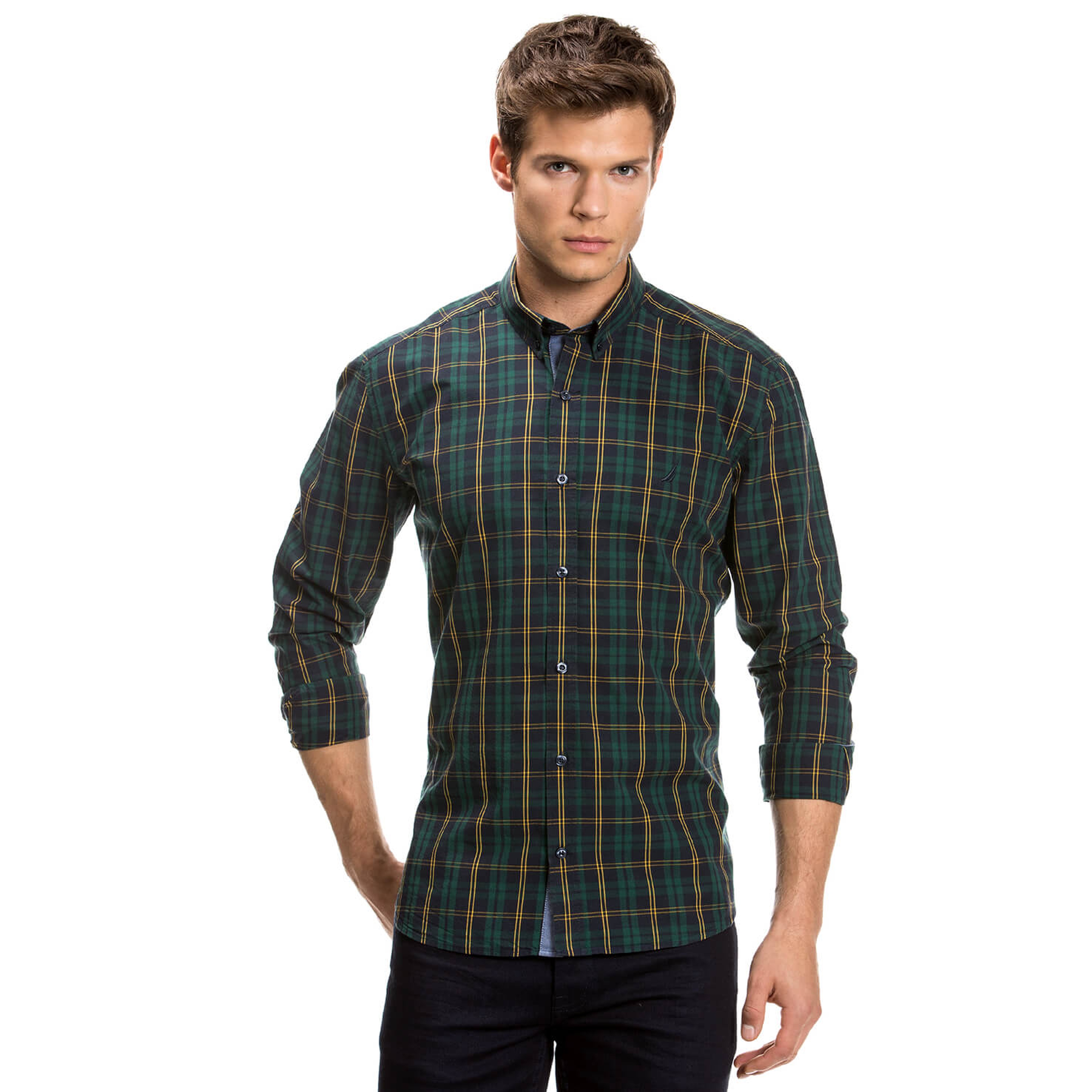 Nautica Erkek Uzun Kollu Yeşil Slim Fit Gömlek