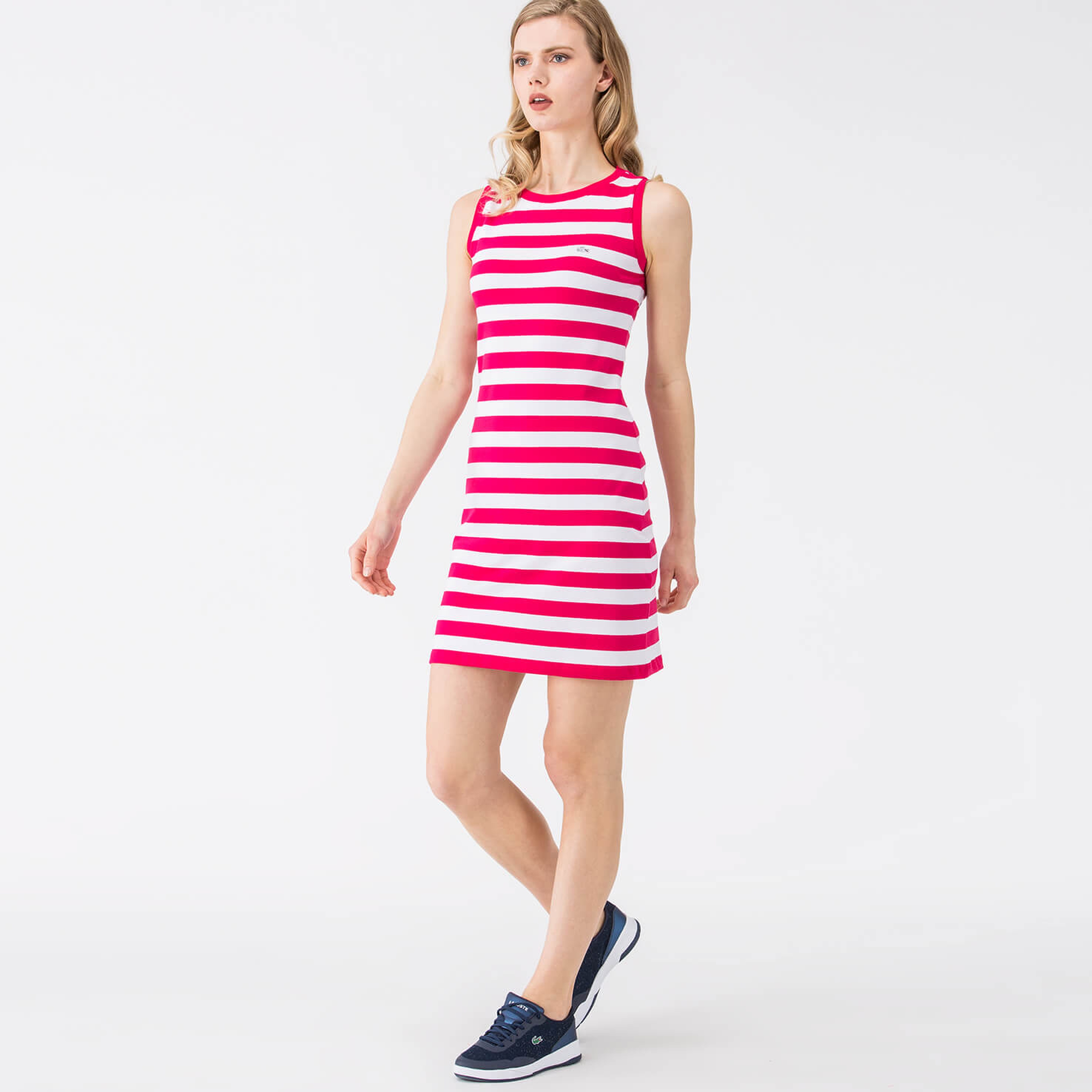 Lacoste Kadın Slim Fit Pembe Kolsuz Elbise