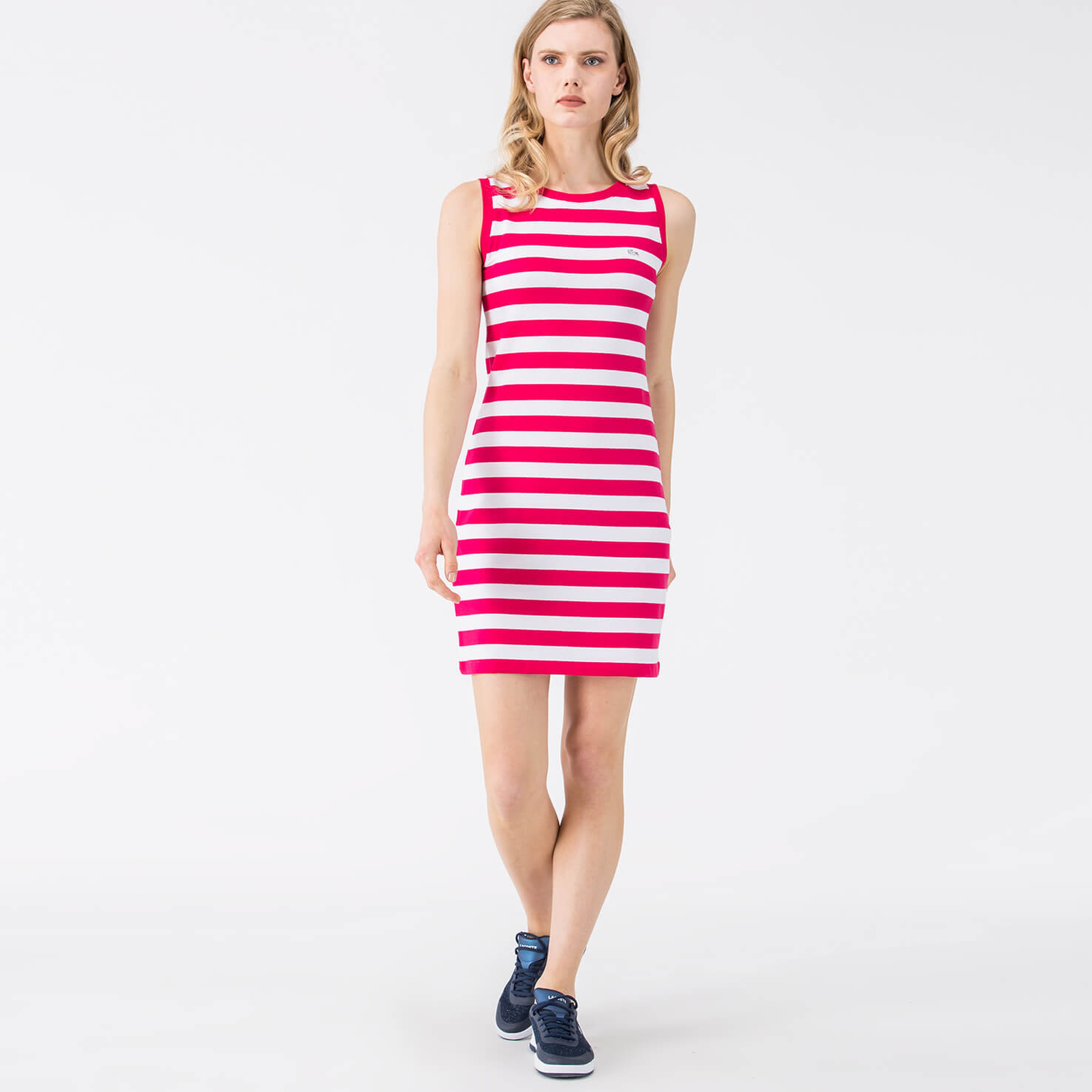 Lacoste Kadın Slim Fit Pembe Kolsuz Elbise