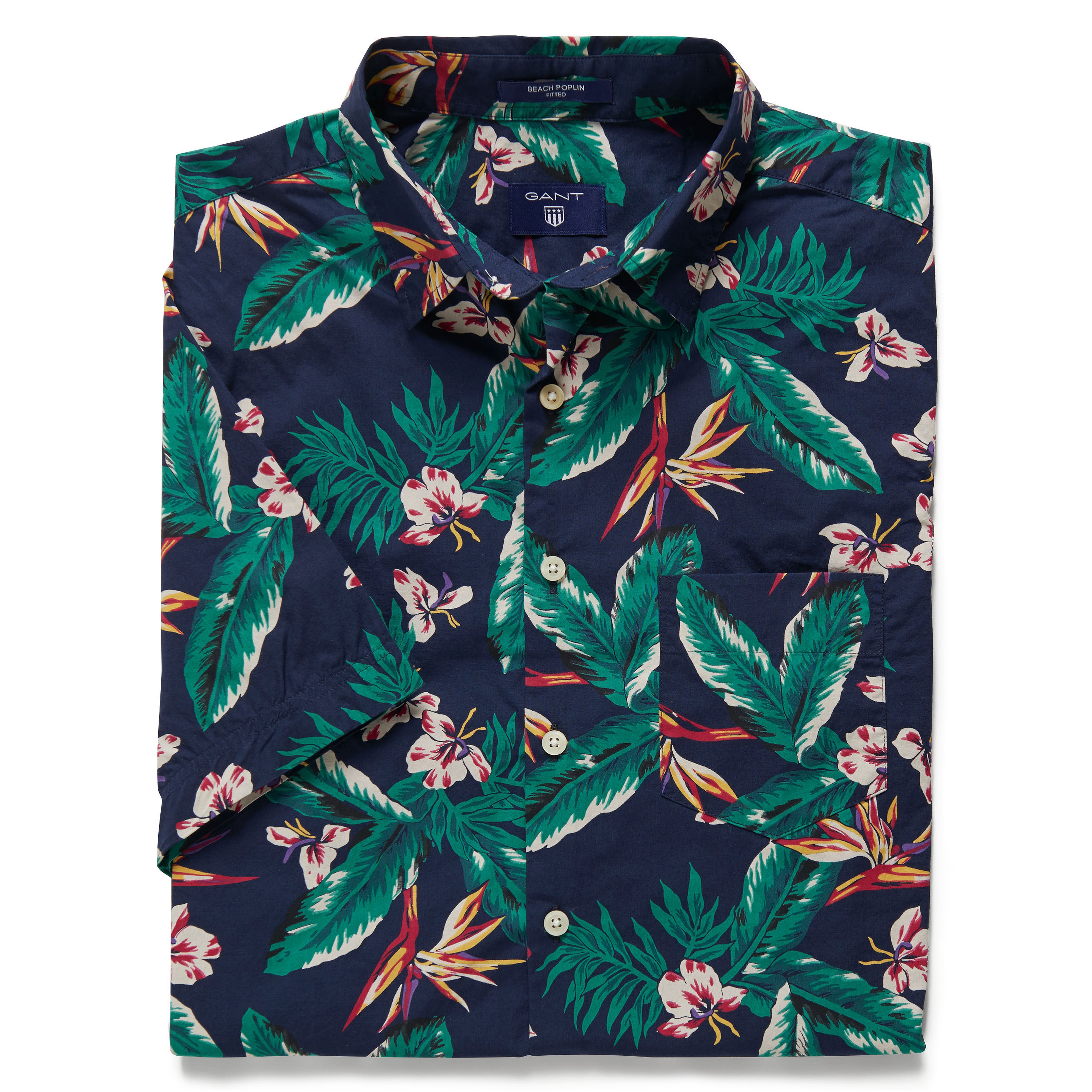 Gant Erkek Mavi Kısa Kollu Slim Fit Gömlek